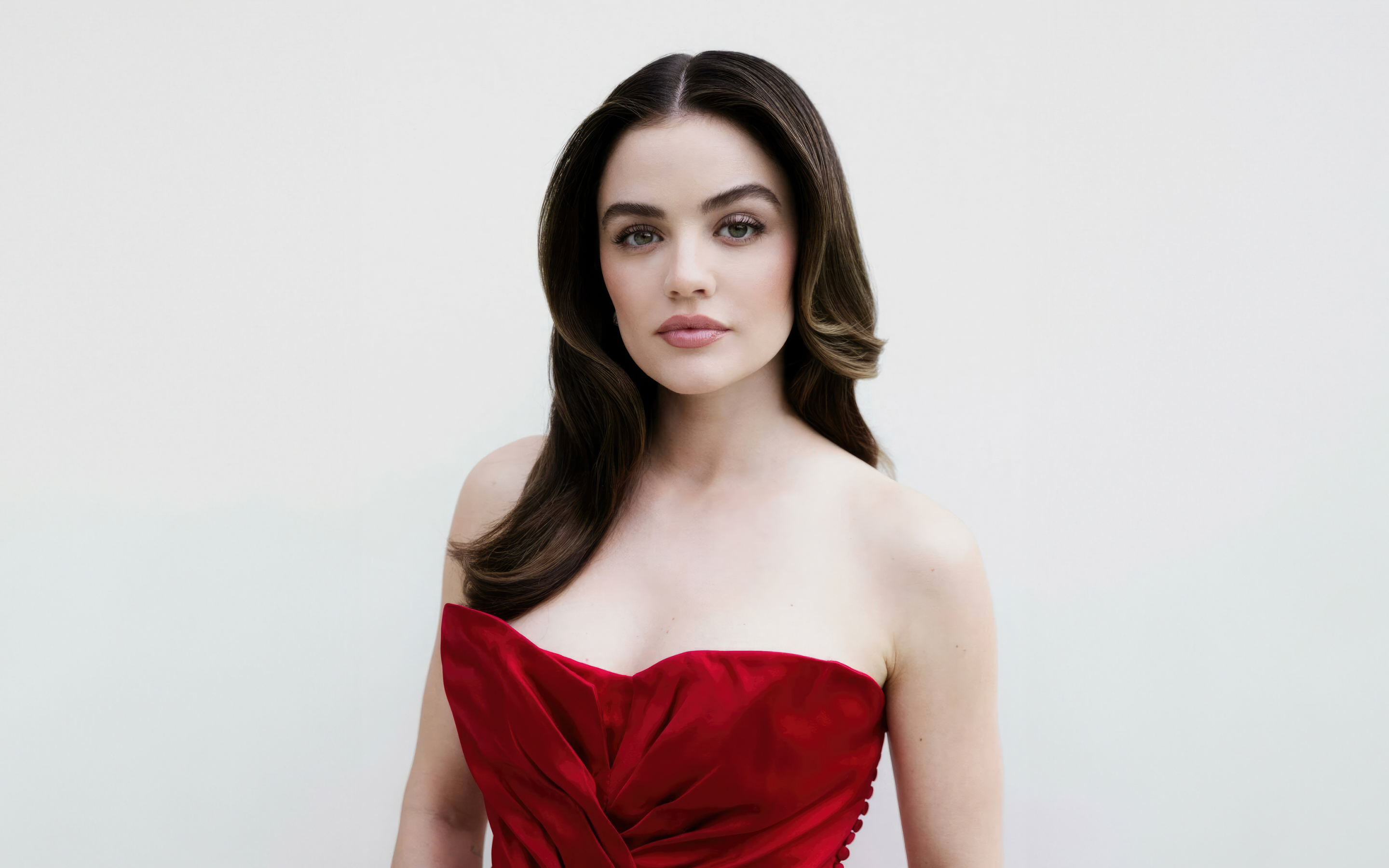 2024 Lucy Hale, beautiful actress, red dress, 2880x1800 wallpaper