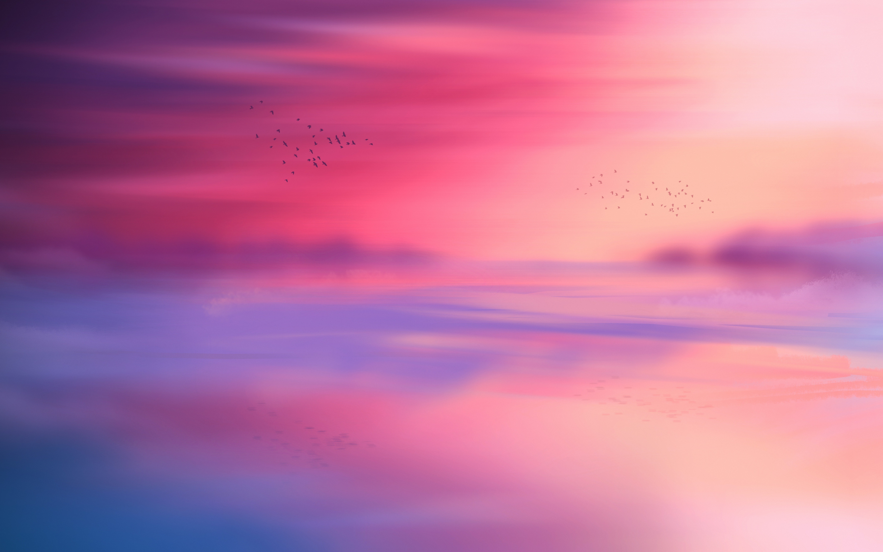 Sunset, nature, horizon, reflections, 2880x1800 wallpaper