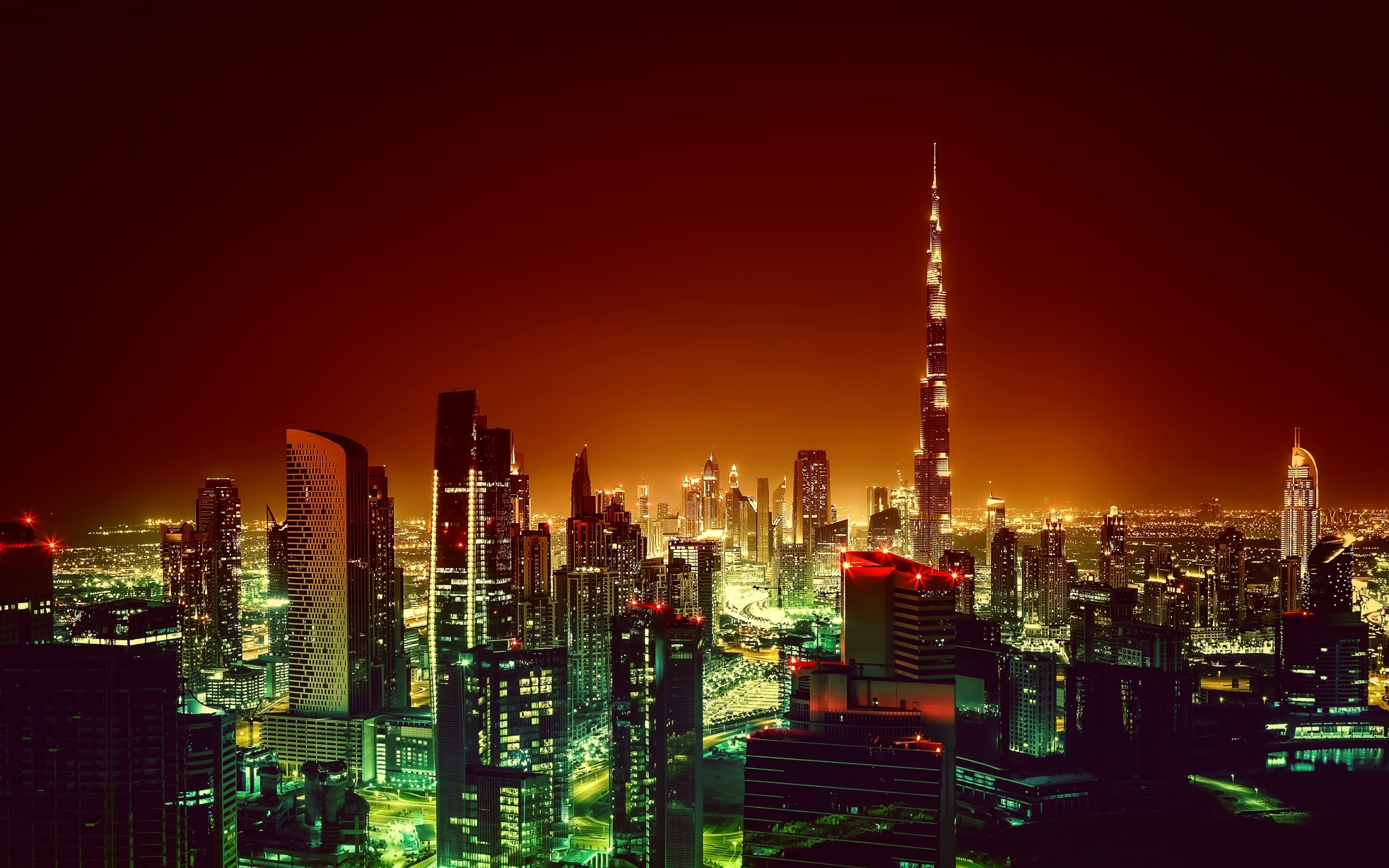 Burj Khalifa, Dubai, modern architecture, night, 2880x1800 wallpaper