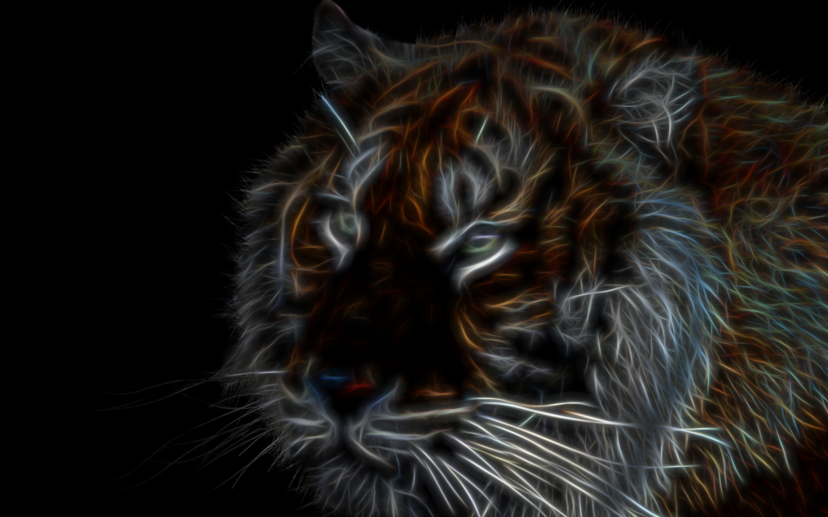 Tiger, dark, muzzle, art, 2880x1800 wallpaper