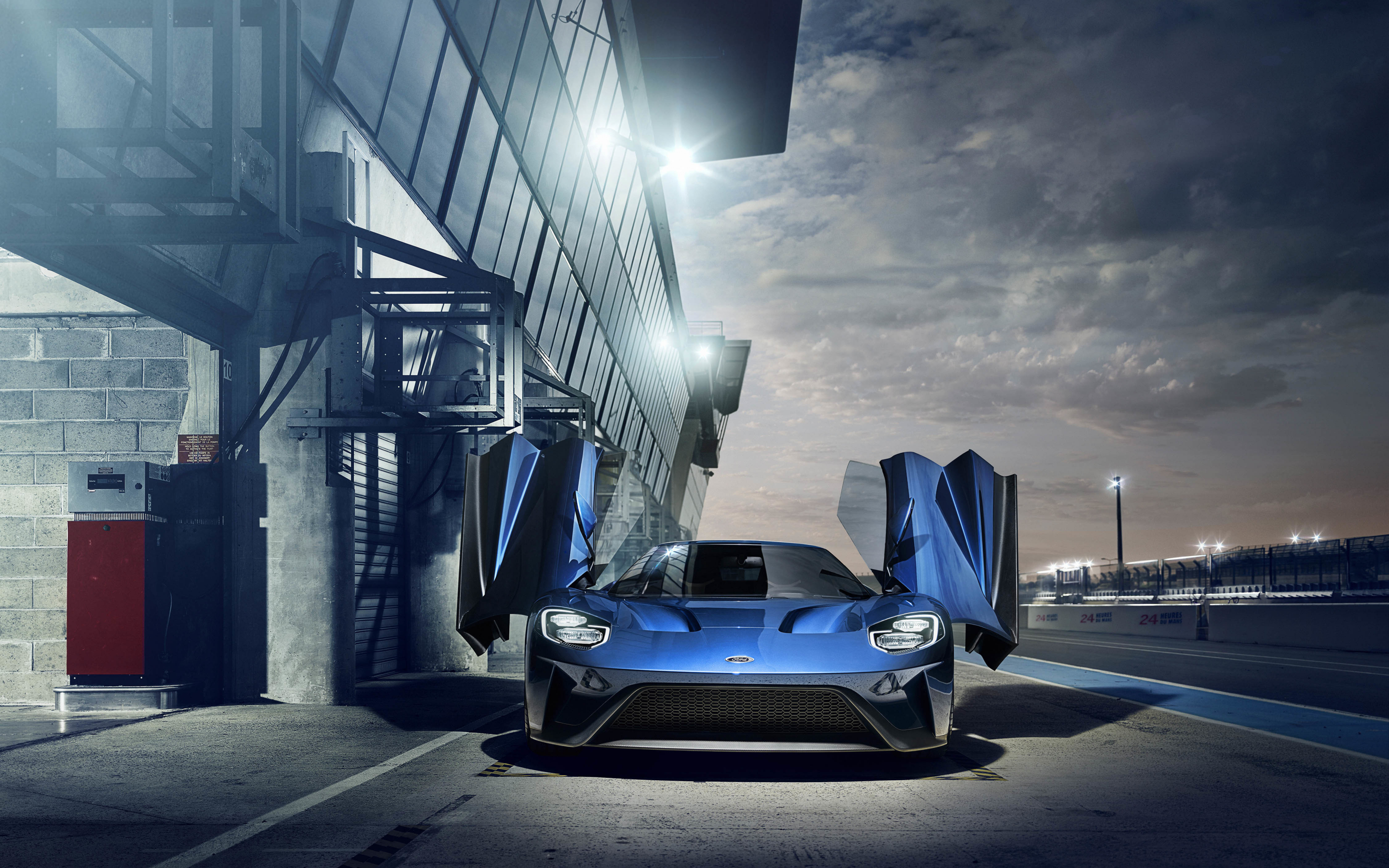 Ford GT, front, blue, sports car, 2880x1800 wallpaper