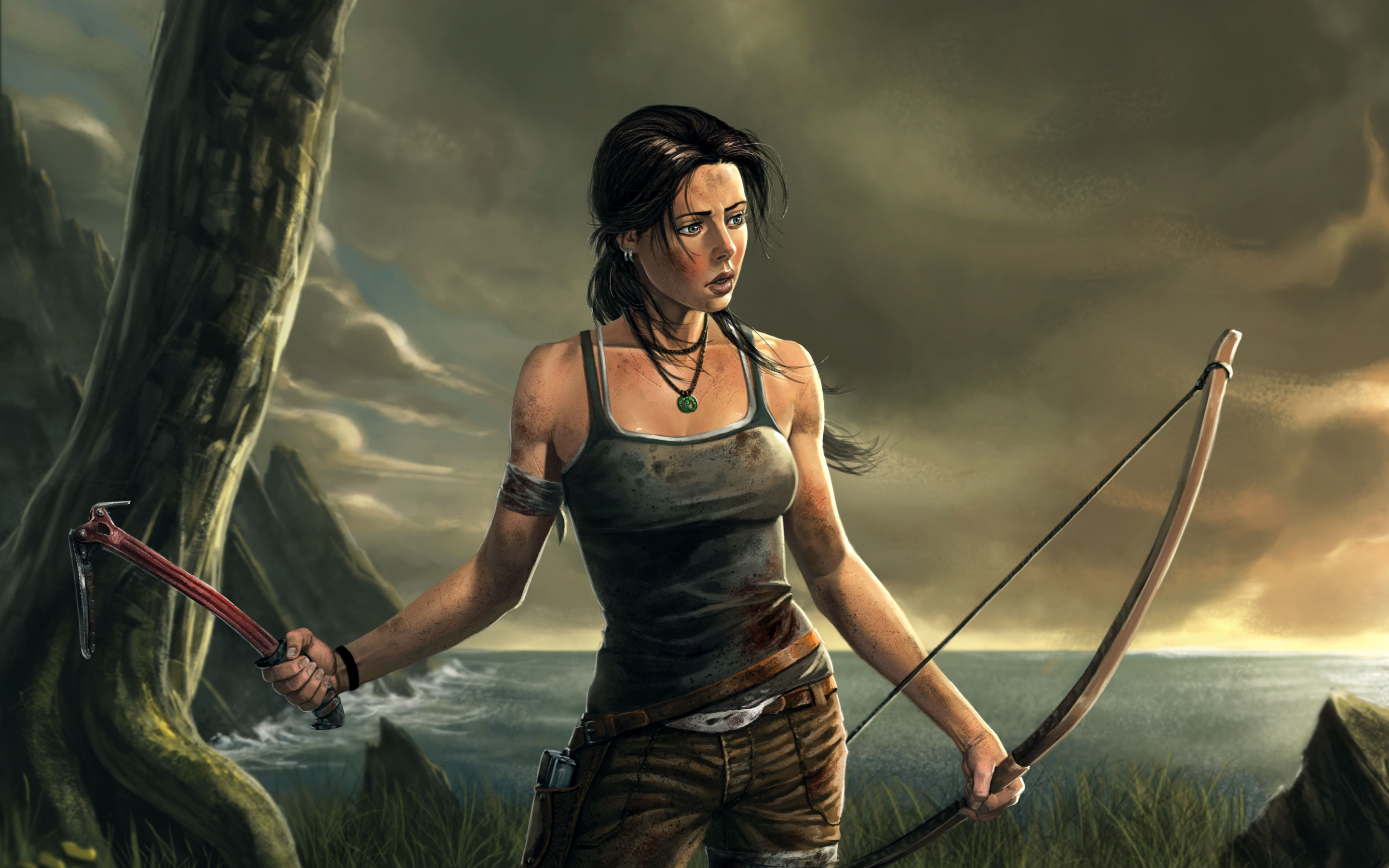 Lara croft, Tomb Raider, video game, artwork, 2880x1800 wallpaper