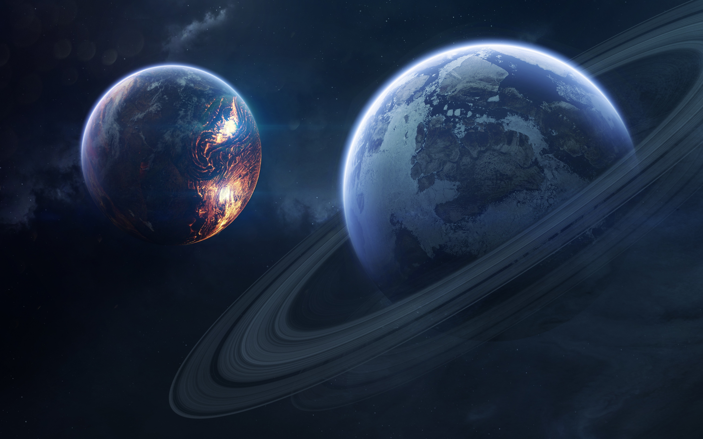 Saturn, space, planet of rings, 2880x1800 wallpaper