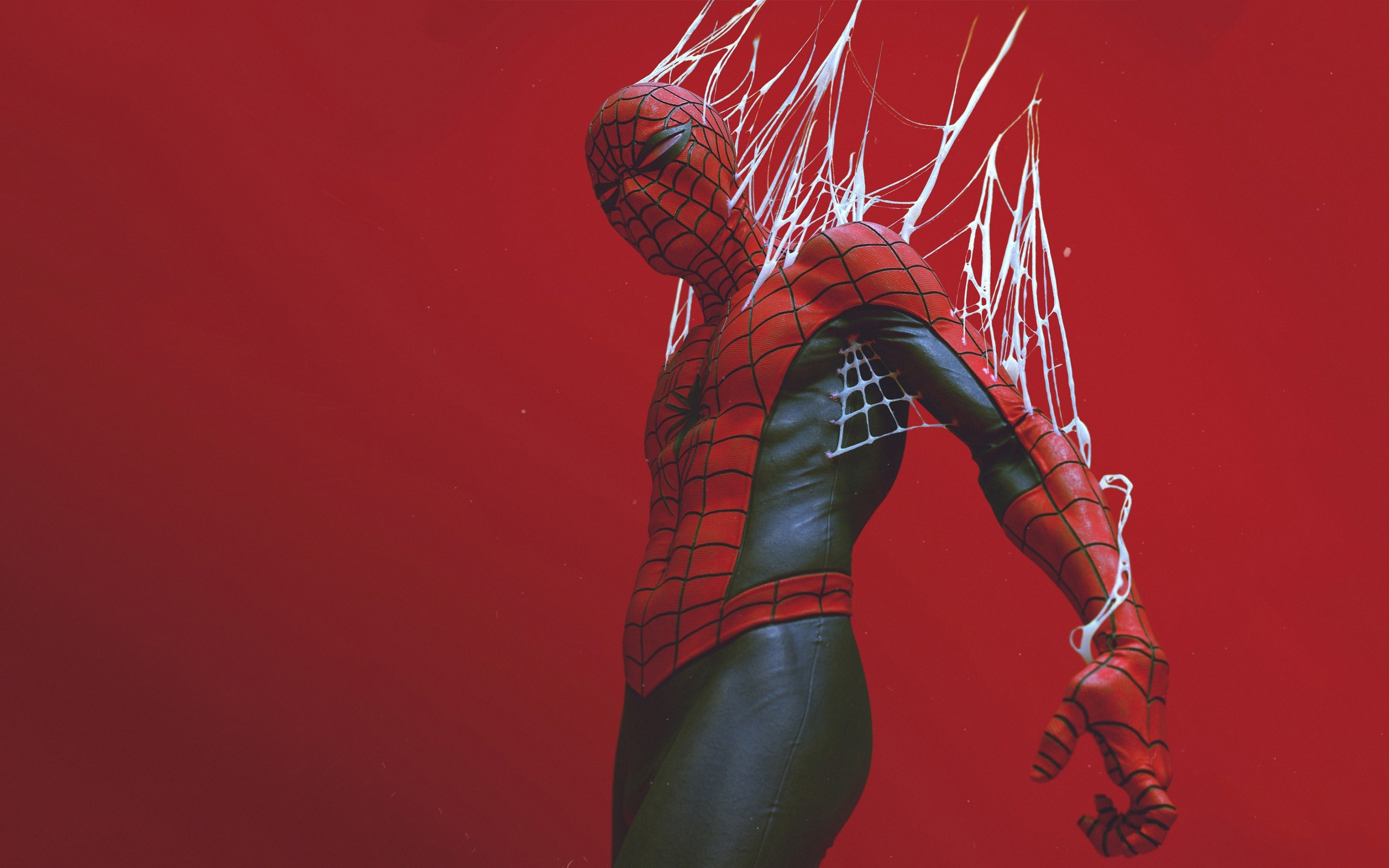 Spider-man in the web, digital art, 2880x1800 wallpaper