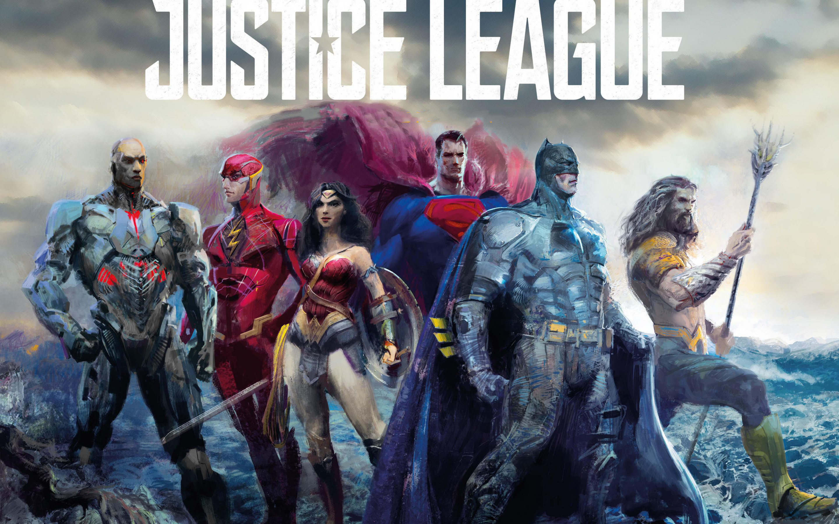 Justice league, movie, fan artwork, batman, superman, wonder woman, 2880x1800 wallpaper
