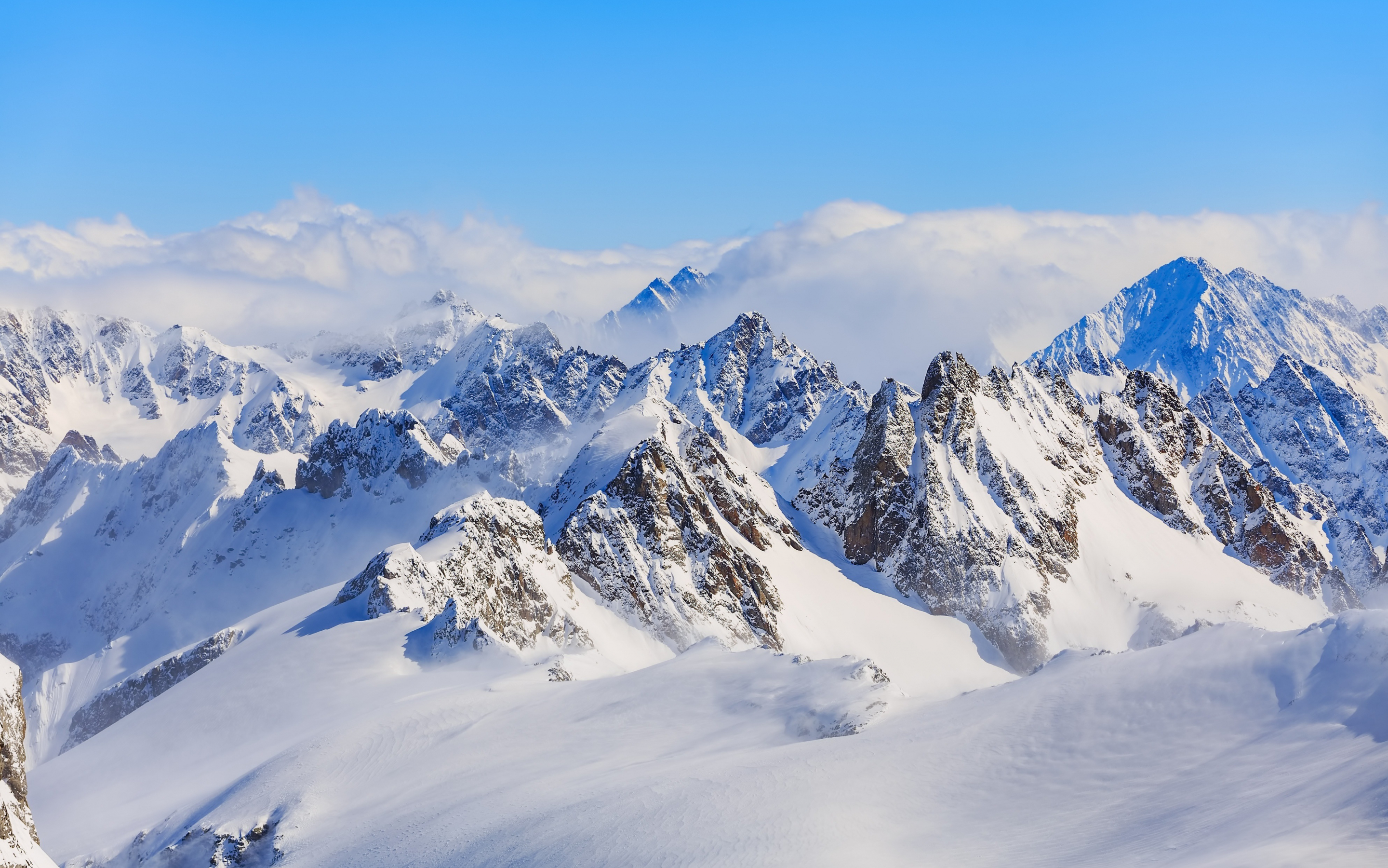 Titlis, swiss alps, mountains, clouds, 2880x1800 wallpaper