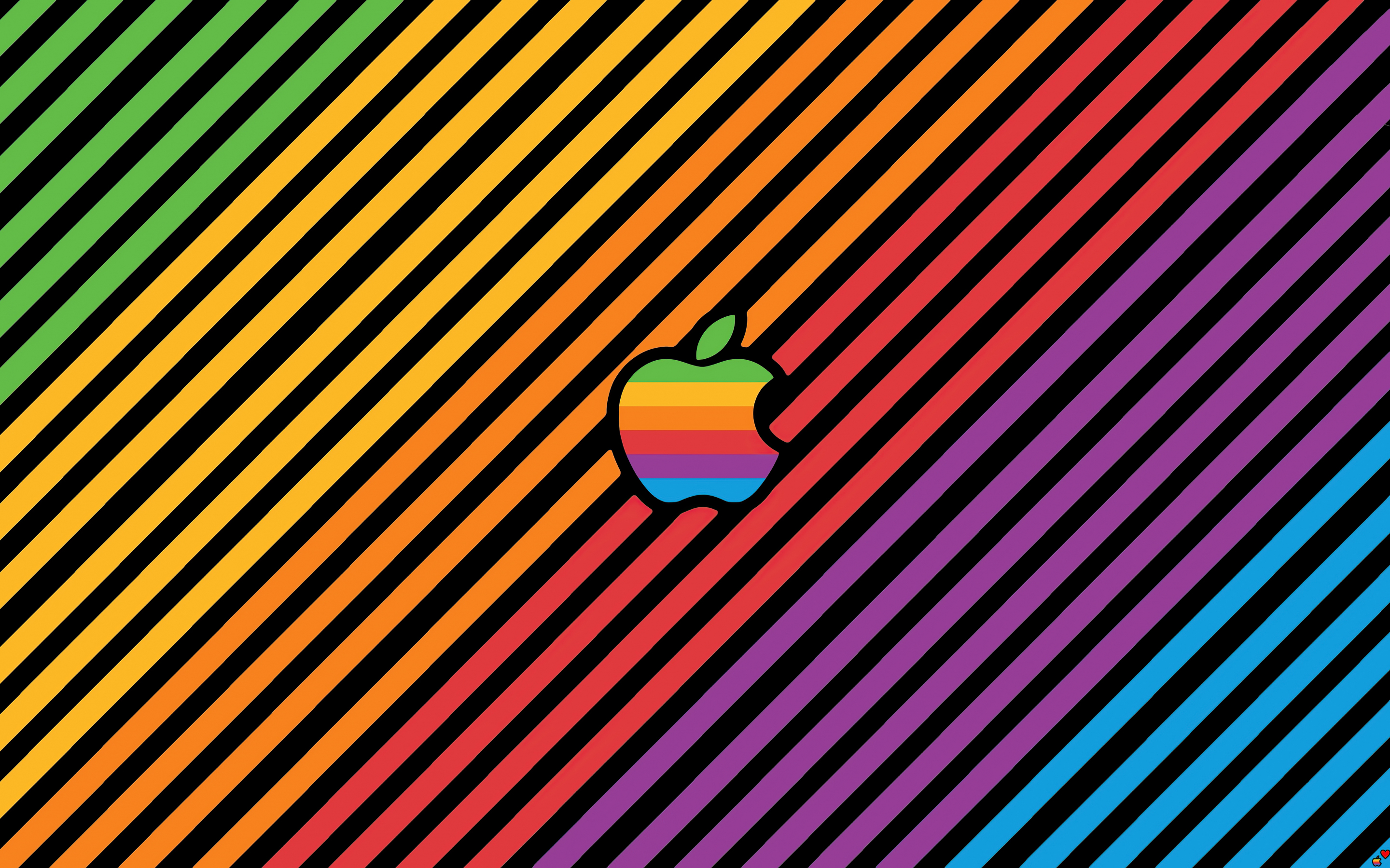 Apple INC, colorful logo, stripes, 2880x1800 wallpaper