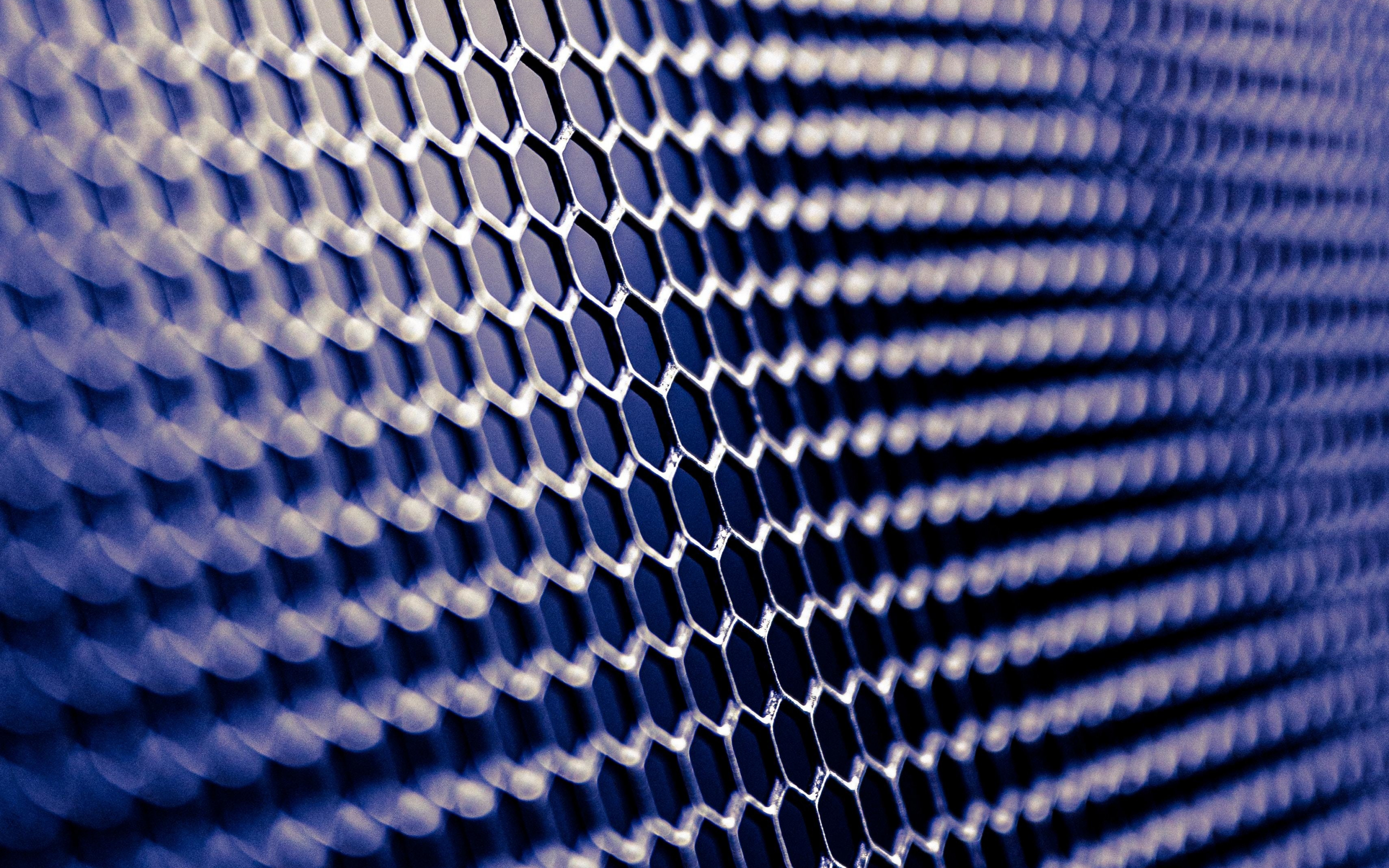 Blue grid, pattern, hexagonal, 2880x1800 wallpaper