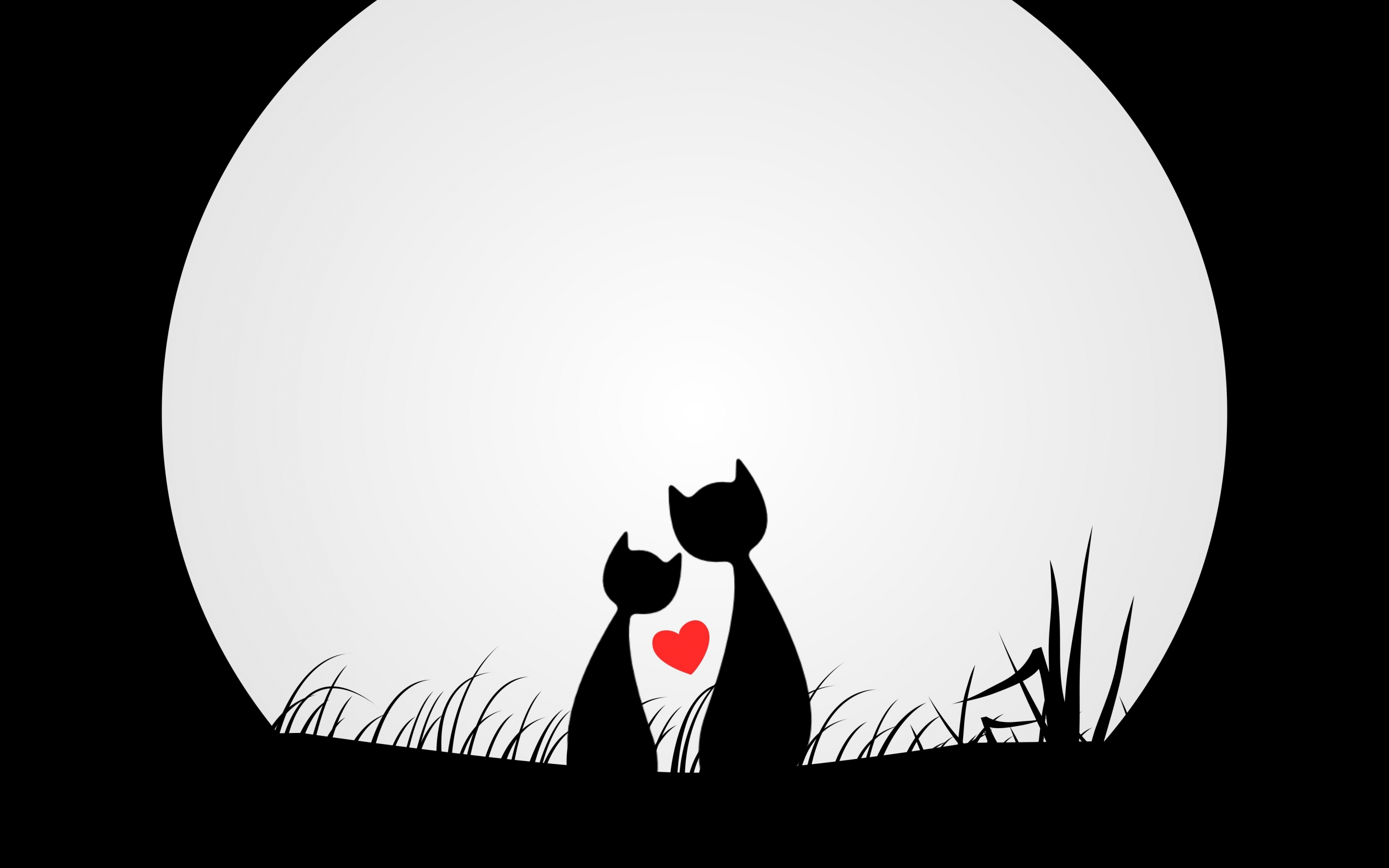 Две кошки на фоне Луны
