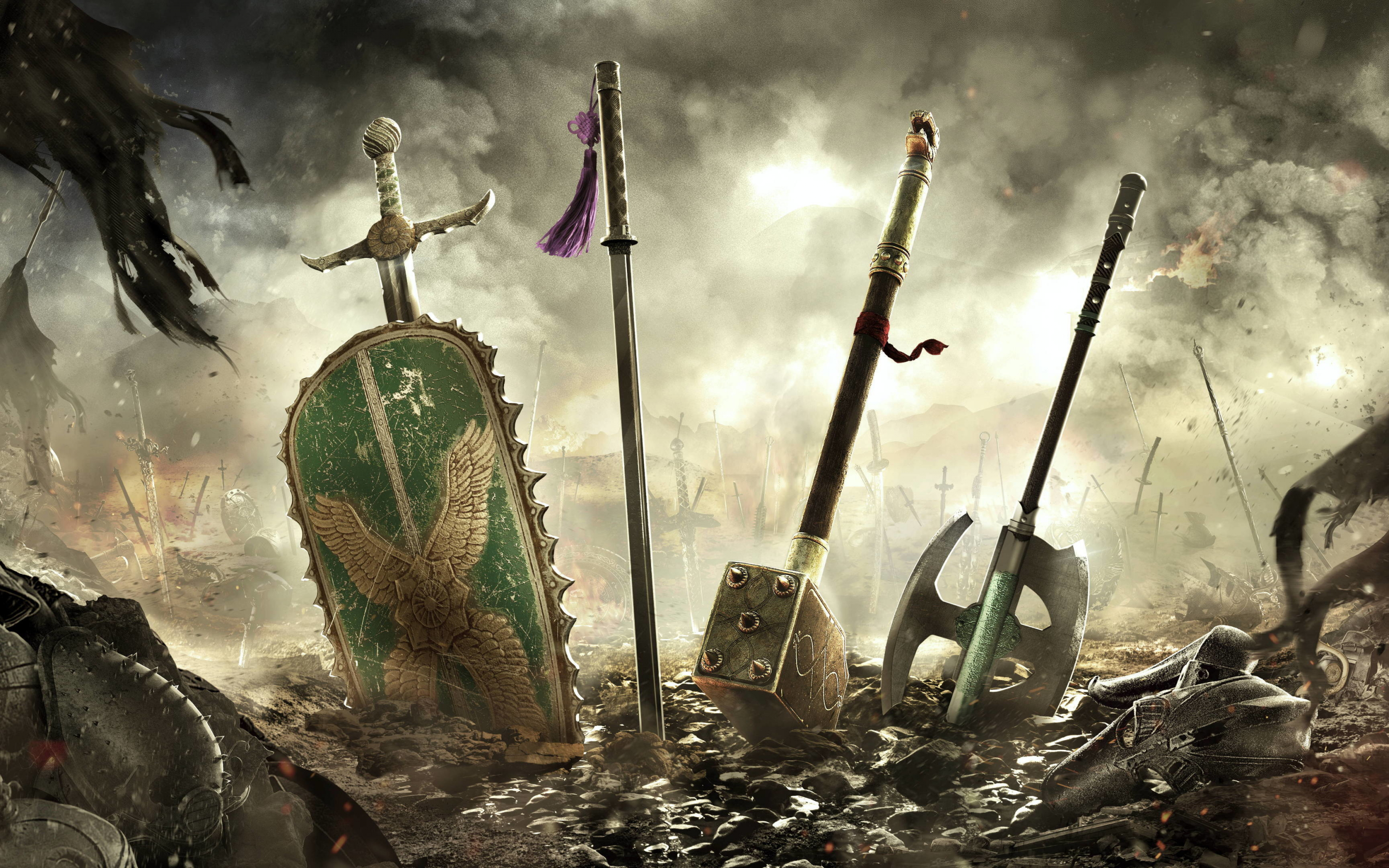 Weapons, swords and shields, For Honor, 2019 game, 2880x1800 wallpaper