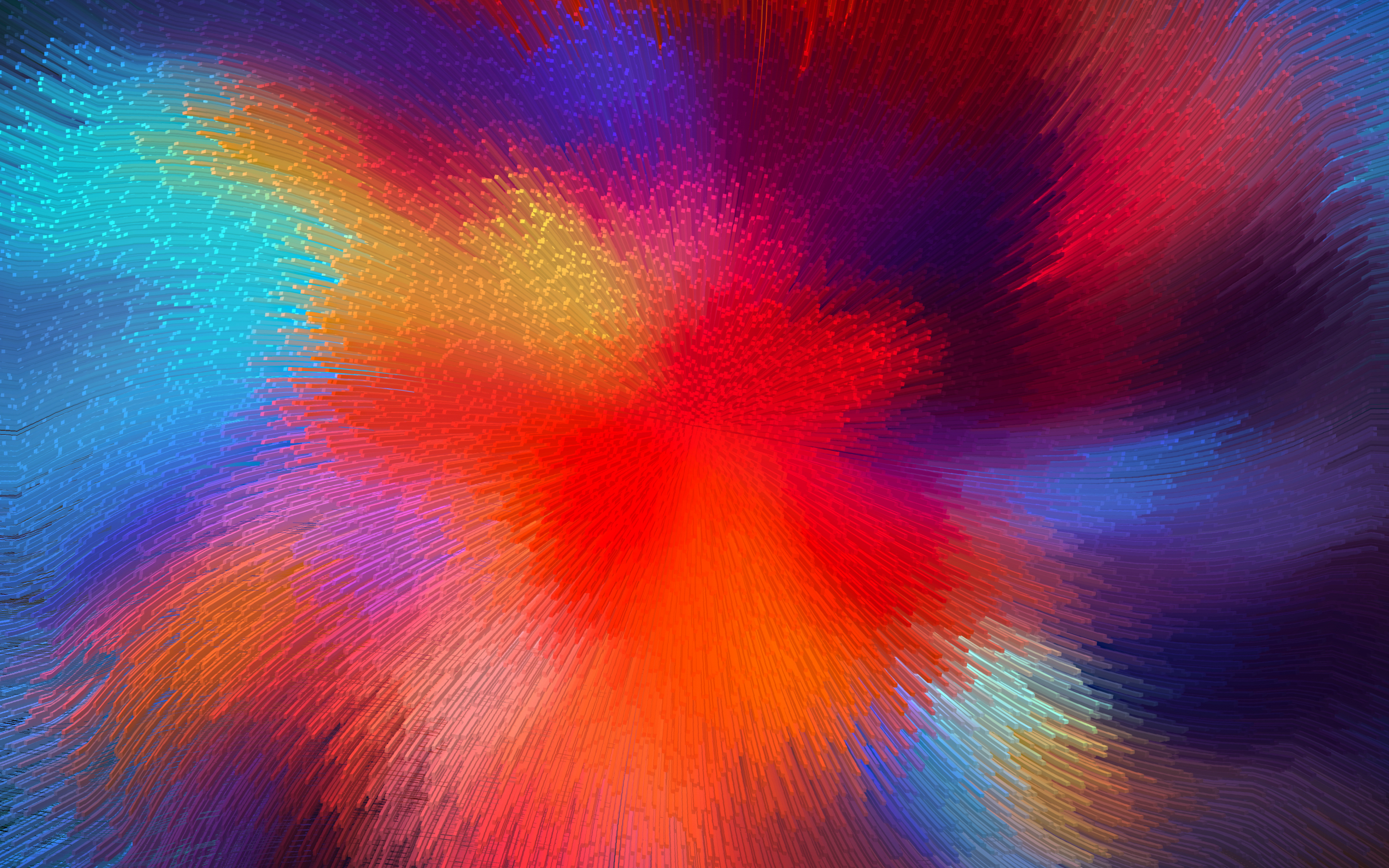 Colorful, micro threads, waves, fractal, blur, colorful, 2880x1800 wallpaper