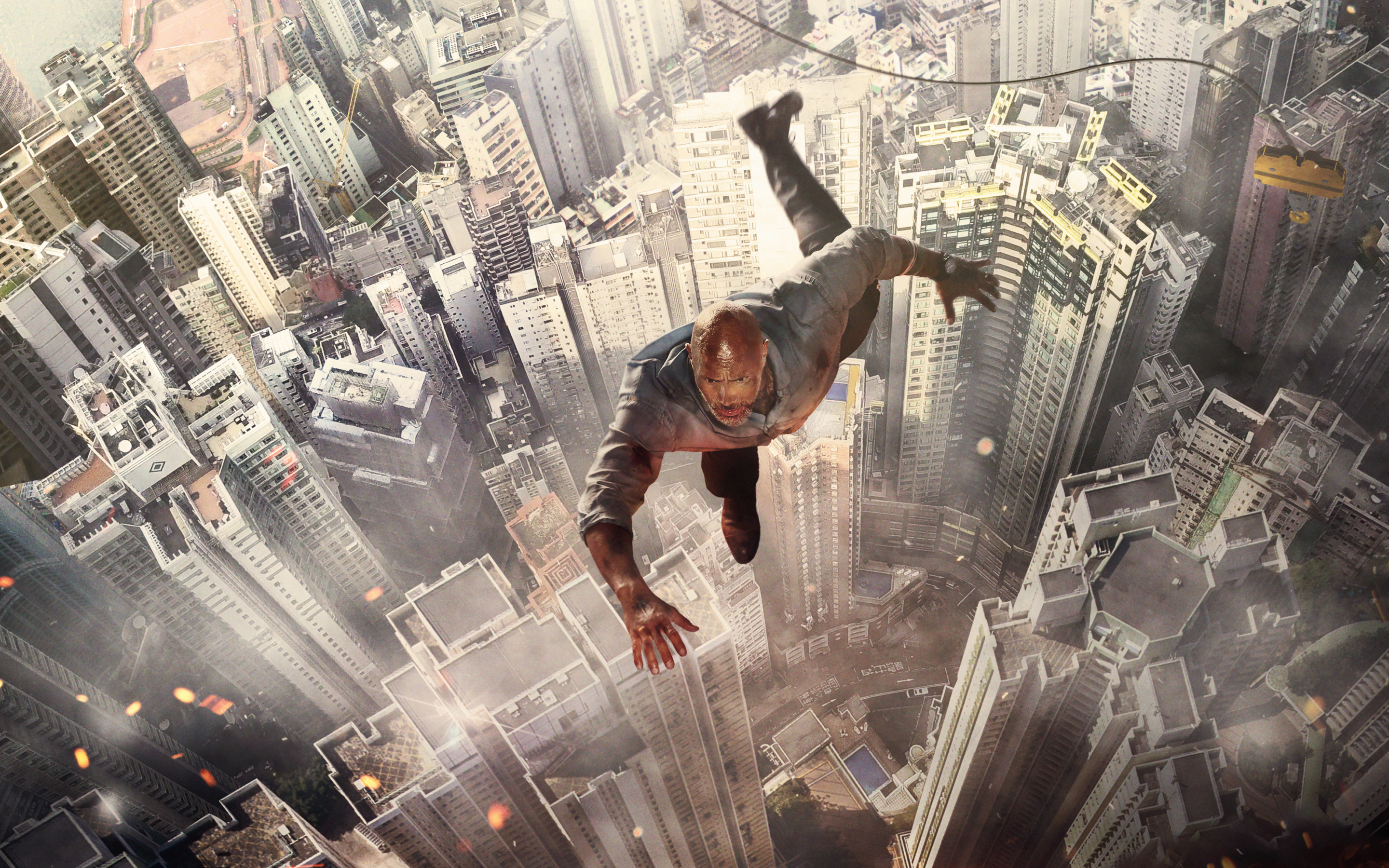 Skyscraper, Dwayne Johnson, movie, Jump, 2880x1800 wallpaper