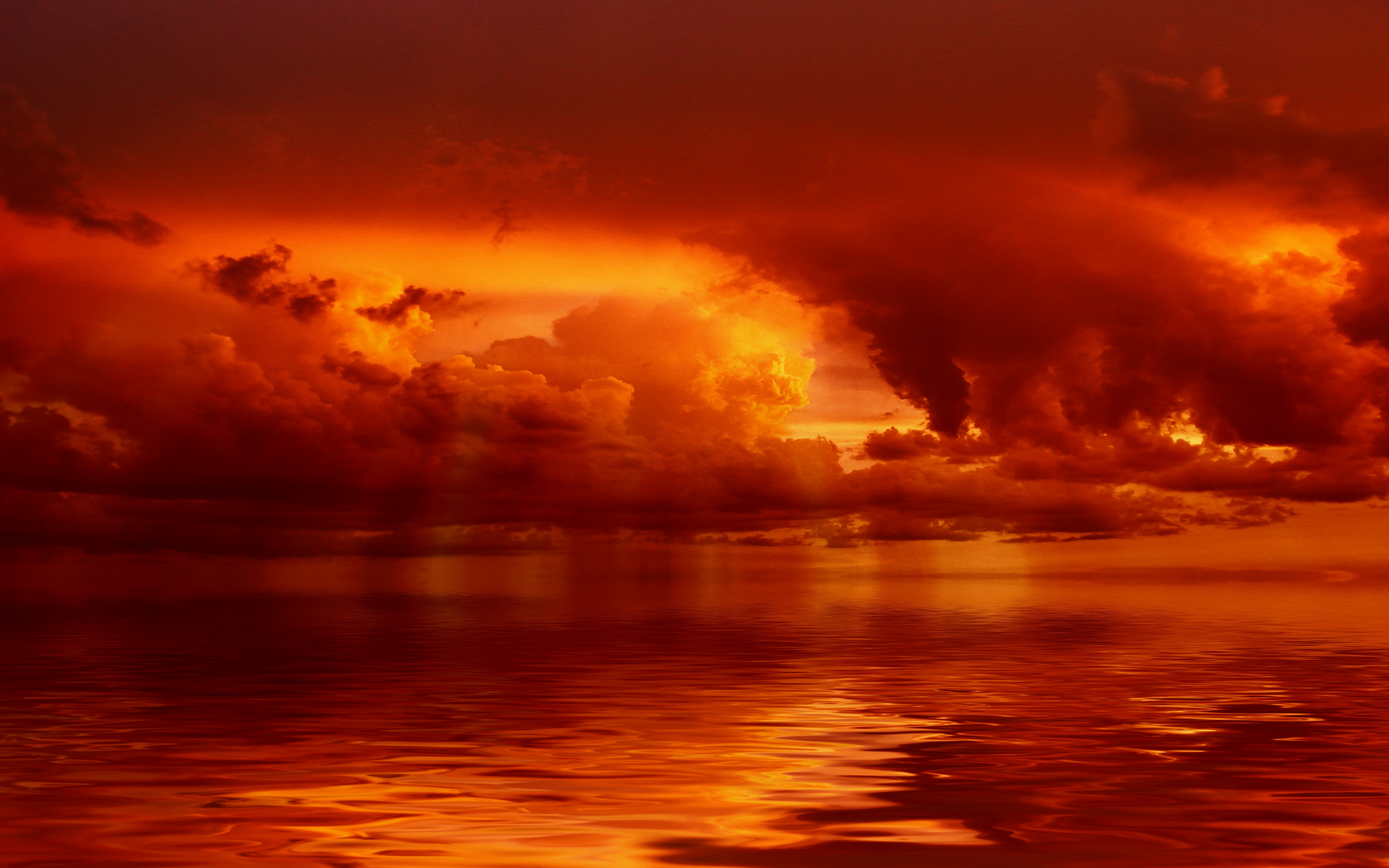 Red clouds, storm, sunset, art, 2880x1800 wallpaper