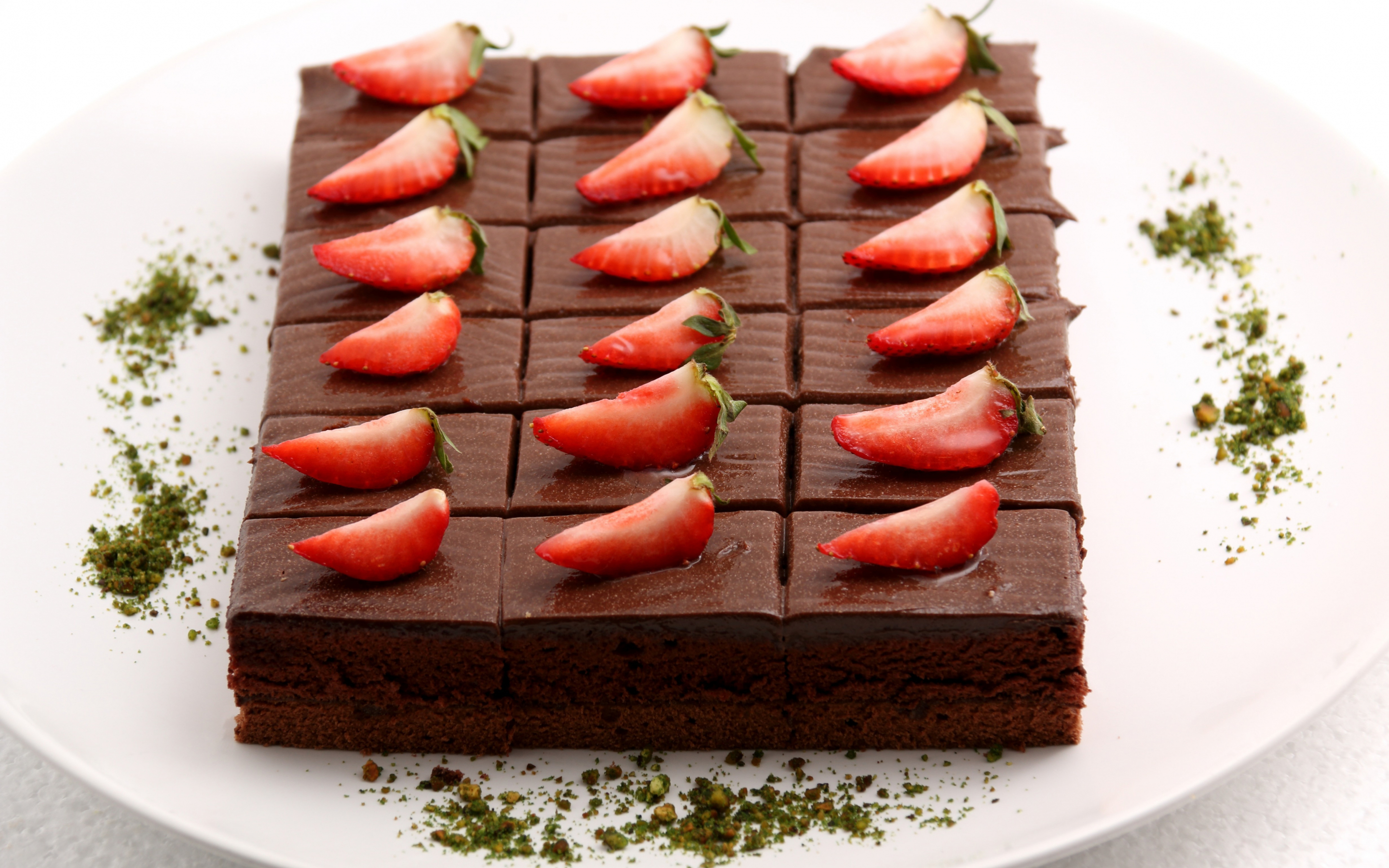 Brownie, fruits, cake, strawberry, dessert, 2880x1800 wallpaper