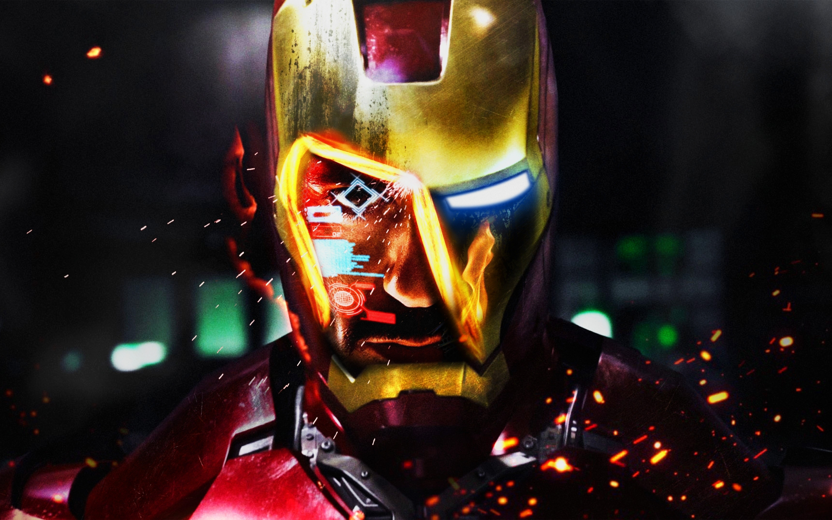 Iron man, helmet, superhero, art, 2880x1800 wallpaper