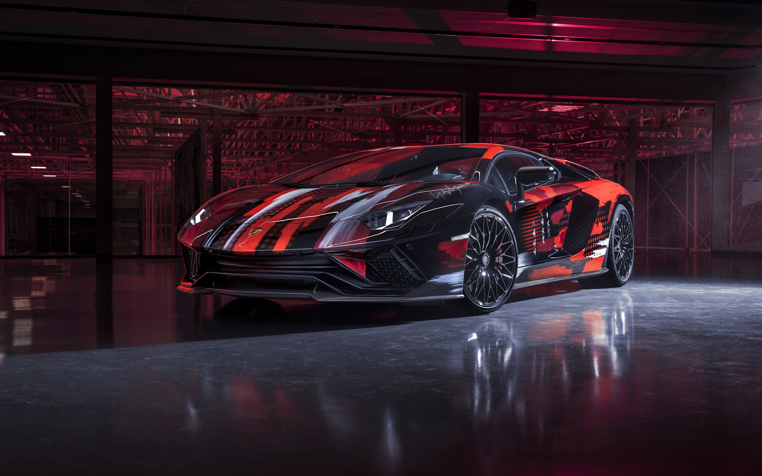 2021 Lamborghini Aventador S, sportcar, black-red, 2880x1800 wallpaper