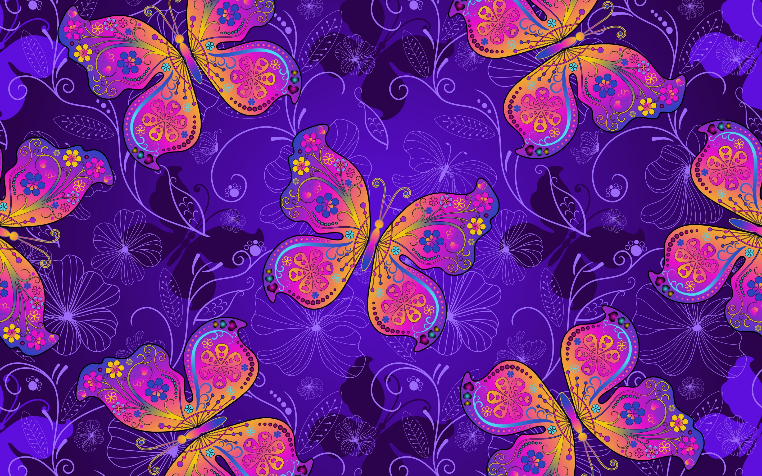 Butterflies, digital artwork, gradient, 2880x1800 wallpaper