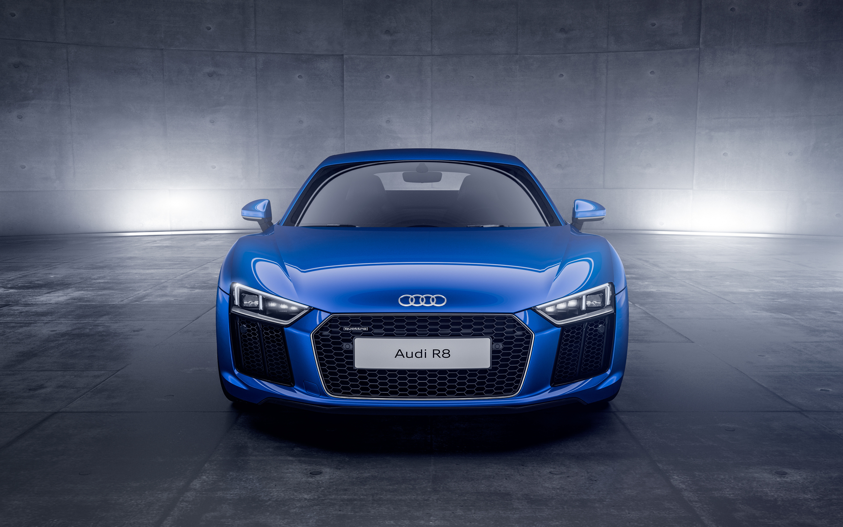 Audi R8, blue car, front view, 2880x1800 wallpaper