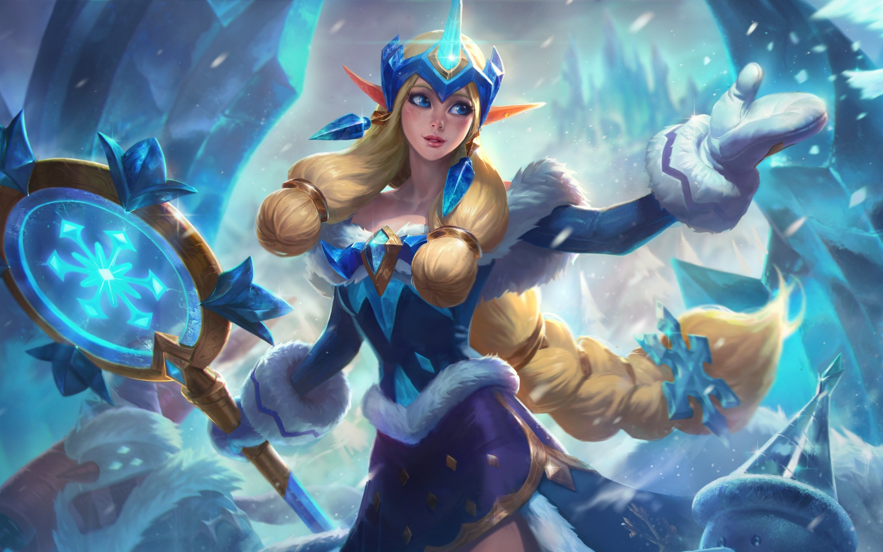 Cute, Soraka, snow queen, League of Legends, 2880x1800 wallpaper