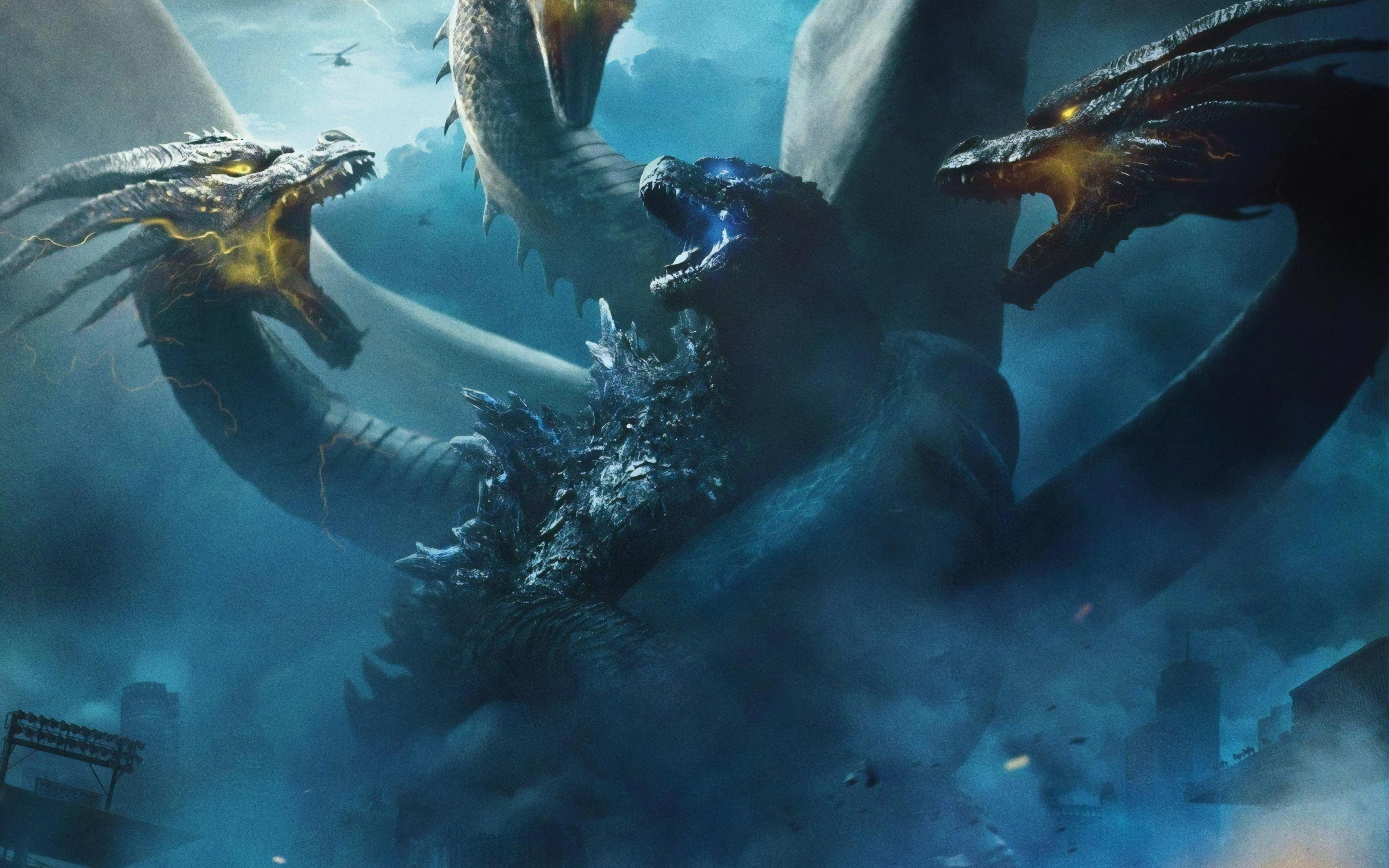 2019 movie, Godzilla: King of The Monsters, Dragon vs Godzilla, poster, 2880x1800 wallpaper