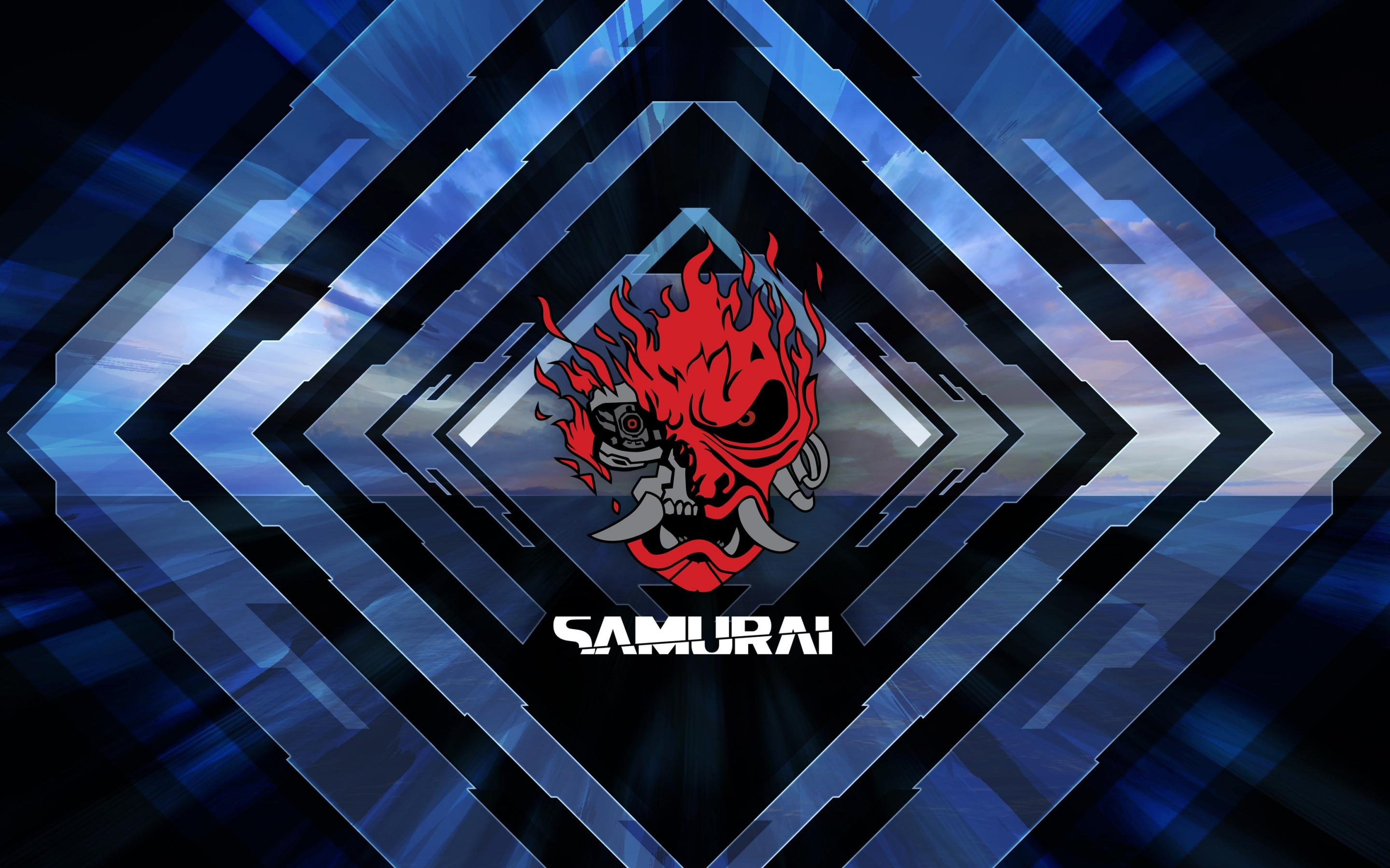 Samurai, Logo, Cyberpunk 2077, 2880x1800 wallpaper