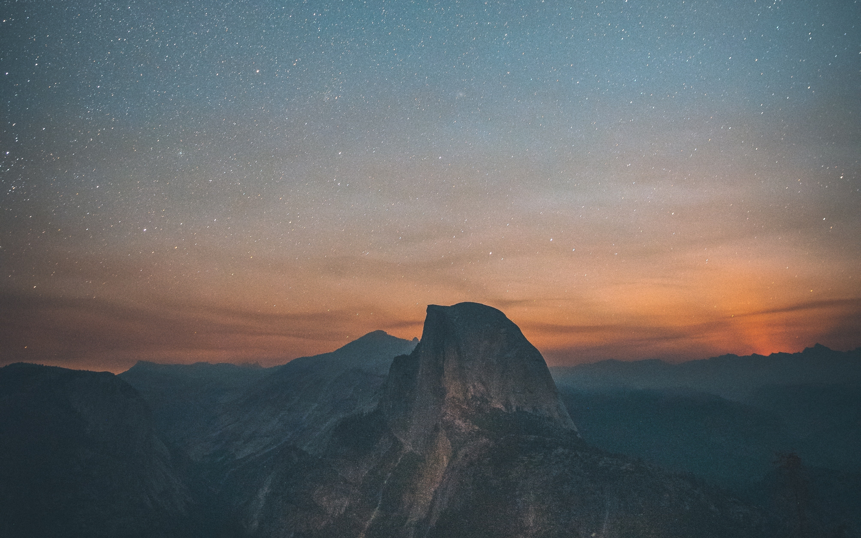 Half Dome, Yosemite Valley, starry night, sky, 2880x1800 wallpaper