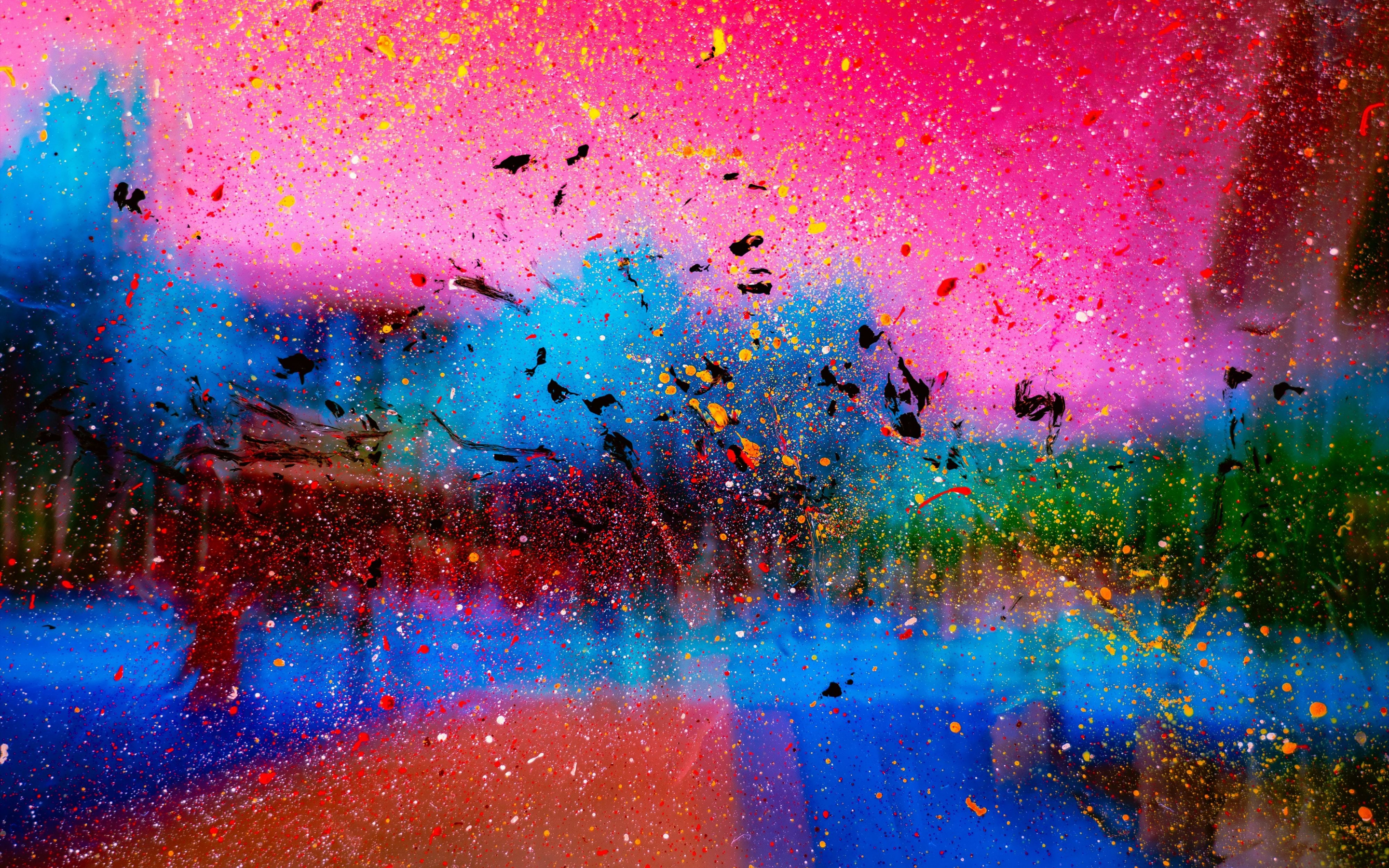 Stains on glass surface, multi-colored paint, 2880x1800 wallpaper