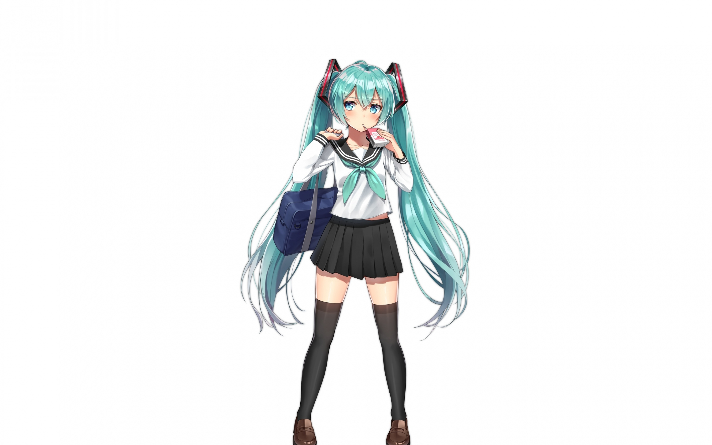 School uniform, anime girl, hatsune miku, 2880x1800 wallpaper