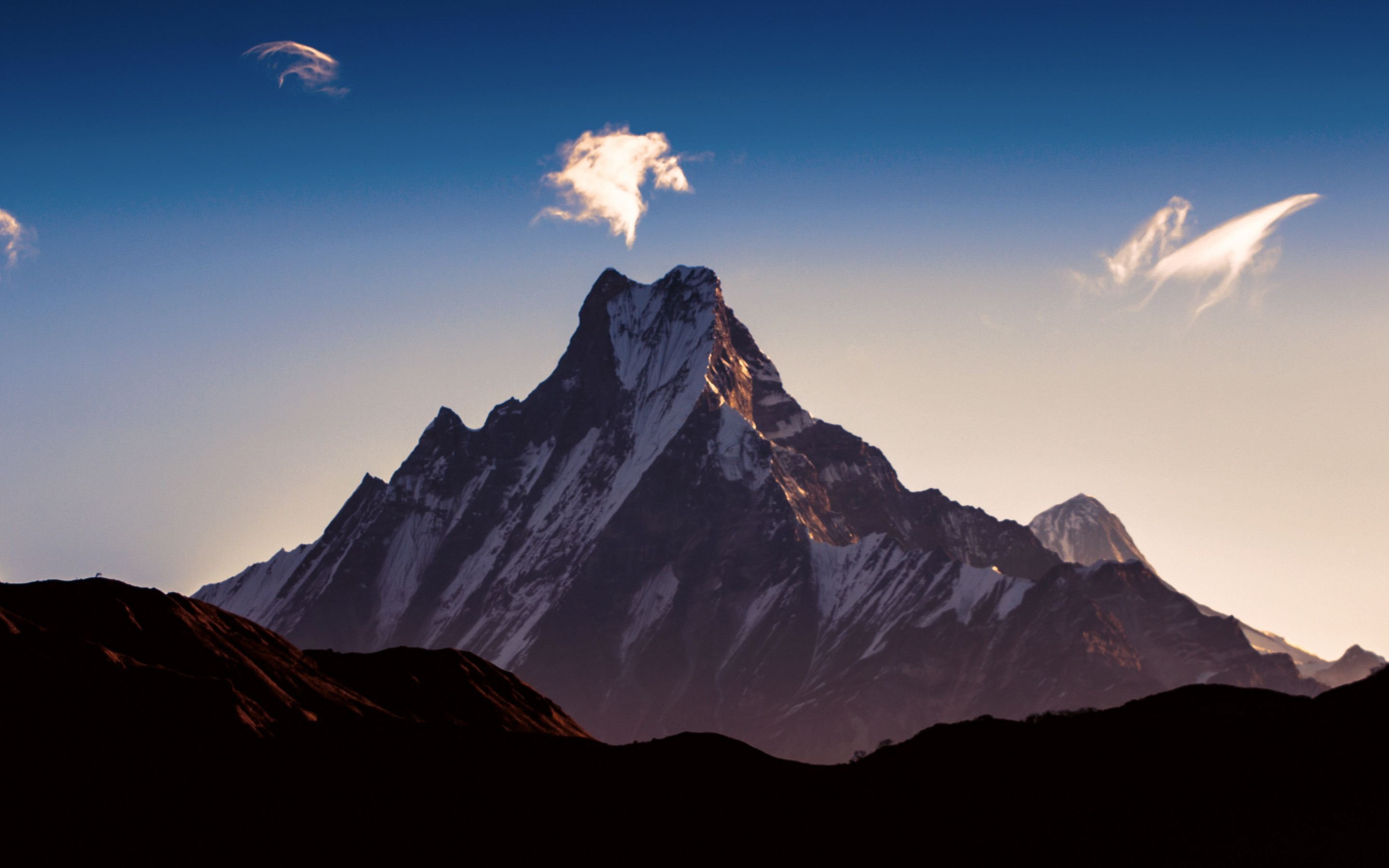 Dawn, sky, himalaya, mountains, peak, 2880x1800 wallpaper