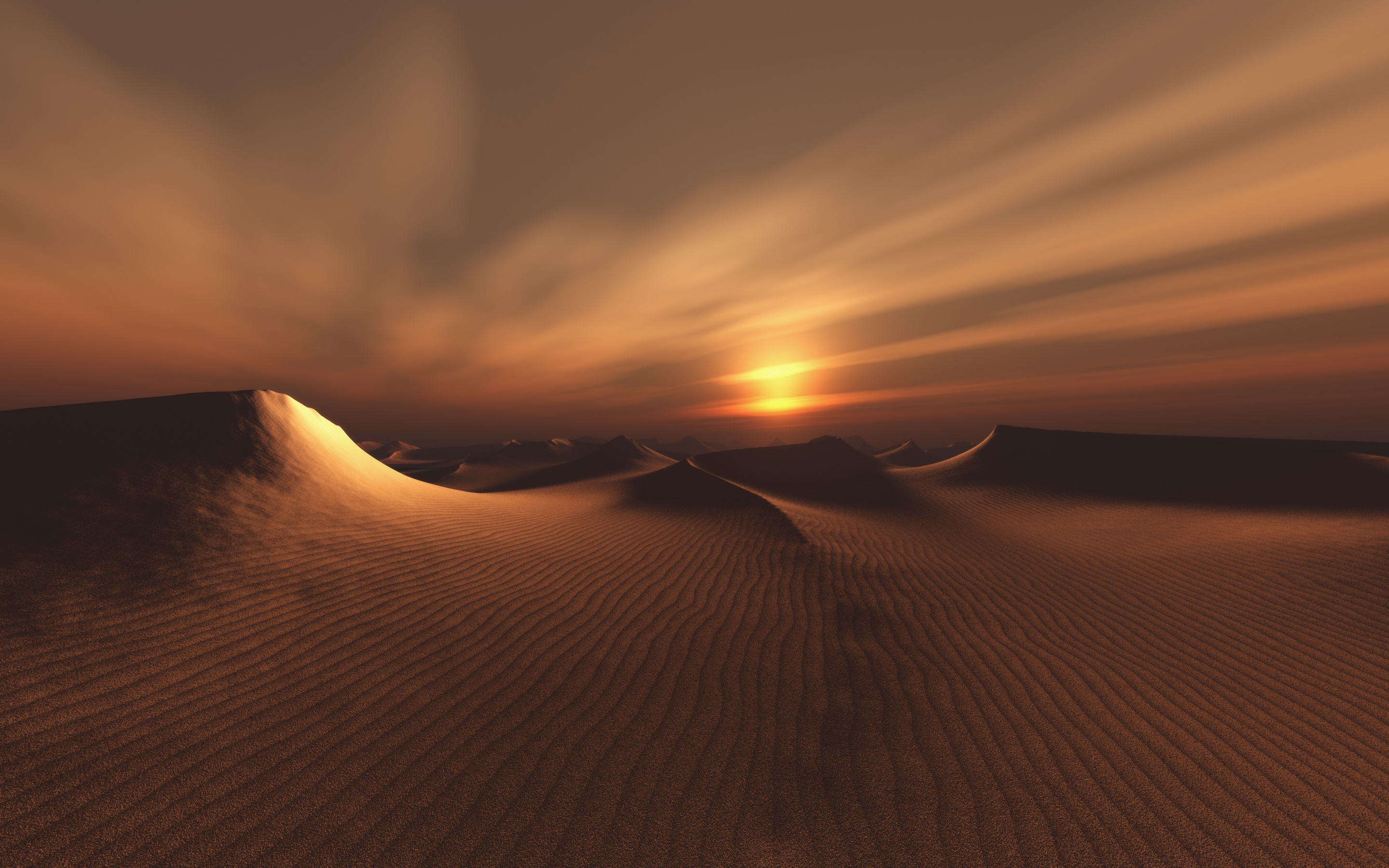 Sand, Desert, sunset, dunes, sunset, sky, 2880x1800 wallpaper