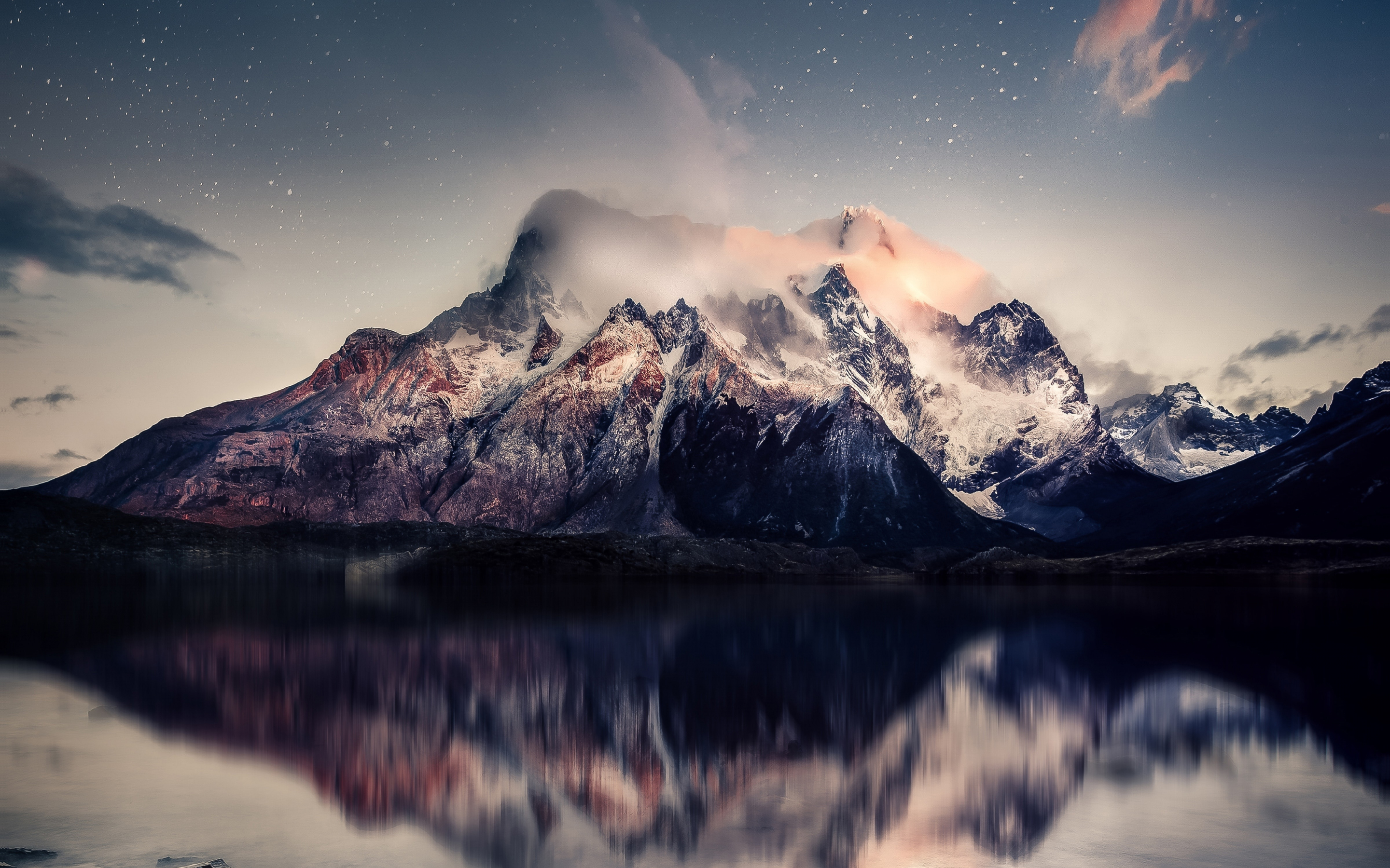 Reflections, mountains, lake, sky, 2880x1800 wallpaper