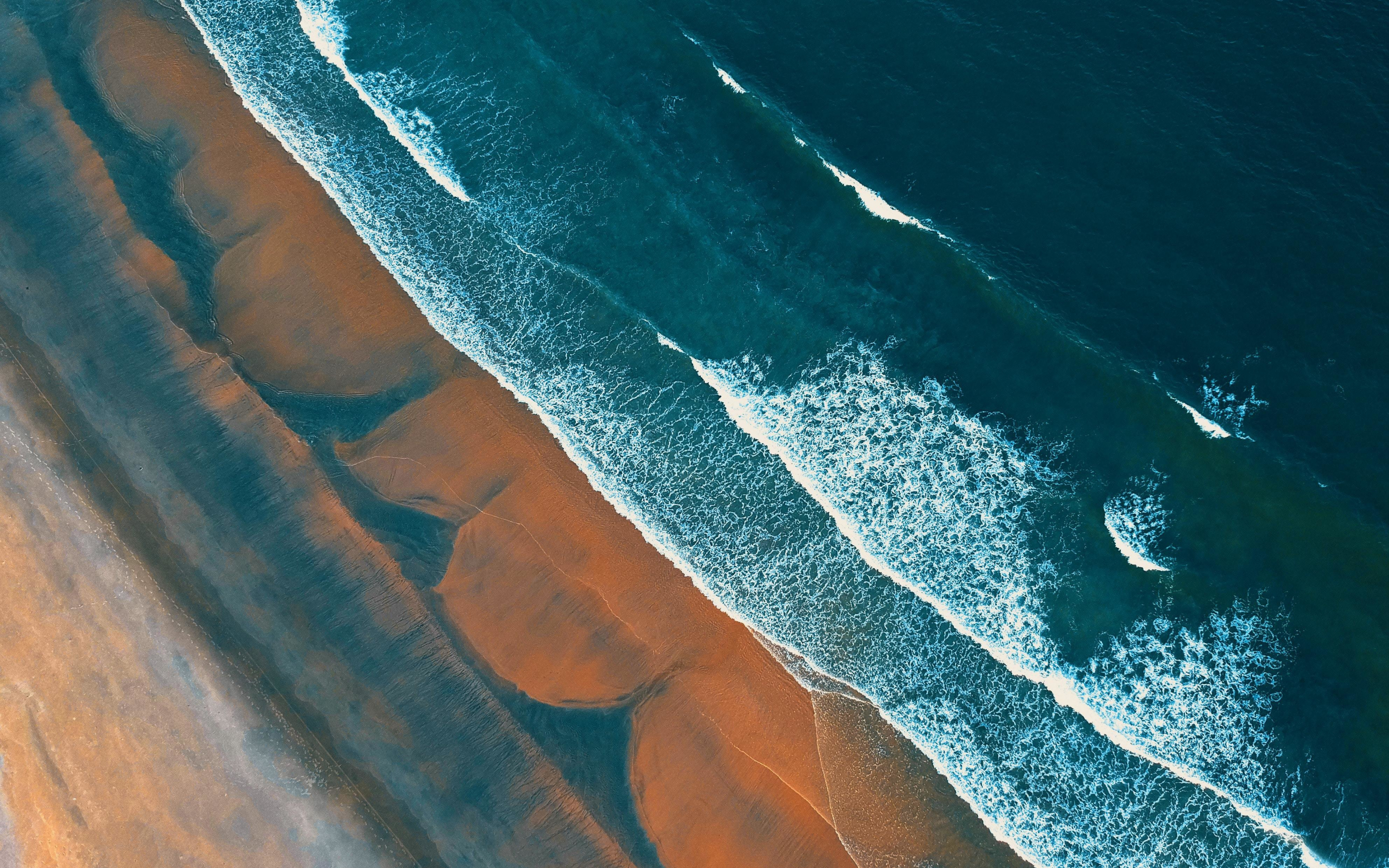 Beach, aerial view, nature, 2880x1800 wallpaper