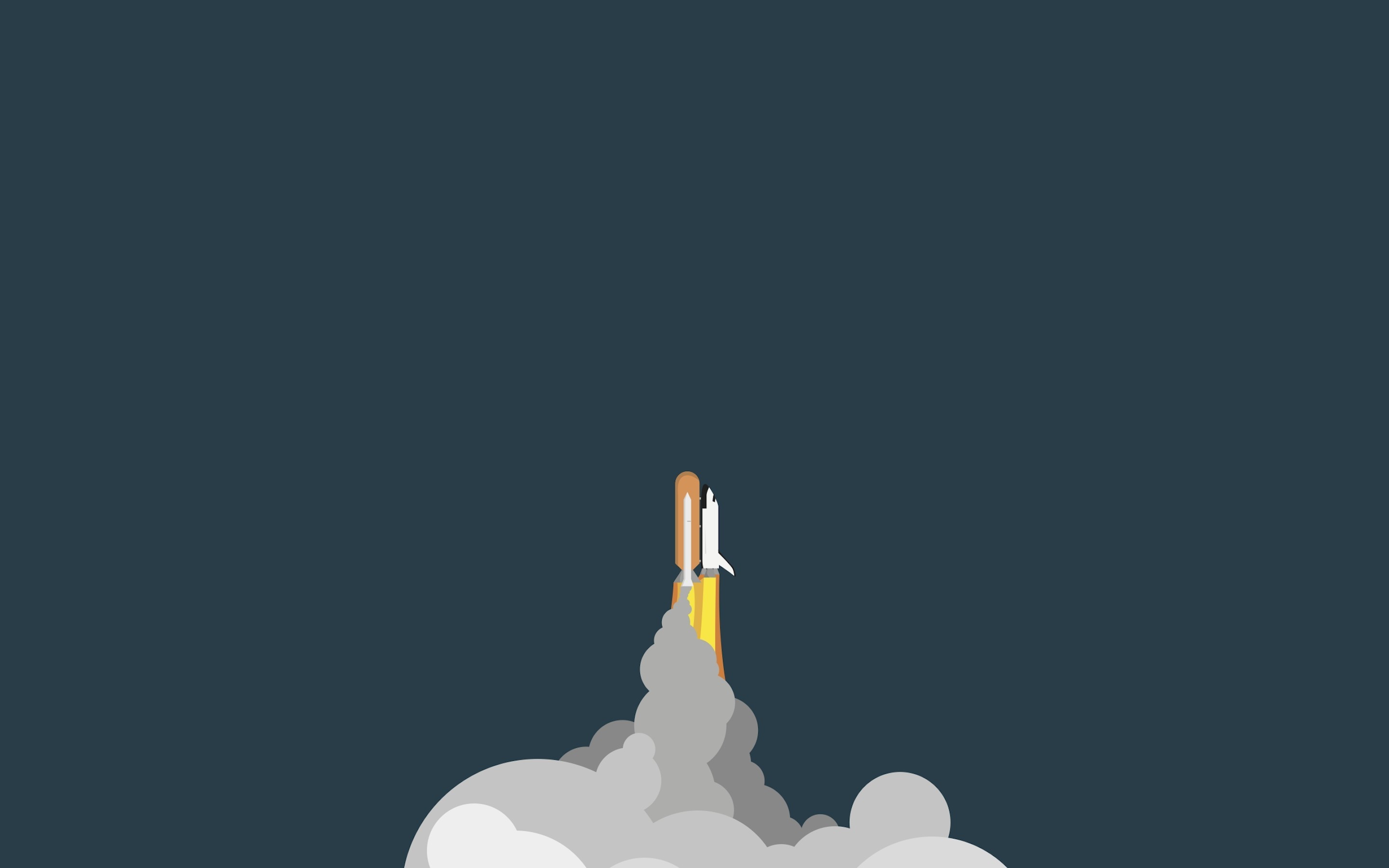 Minimalist, space, rocket, clouds, 2880x1800 wallpaper