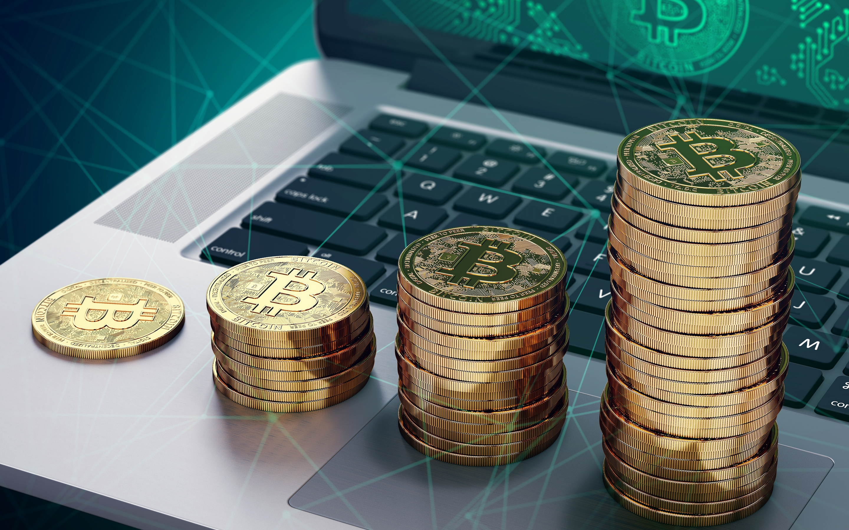 Crypto coins, Bitcoin, tech, 2880x1800 wallpaper