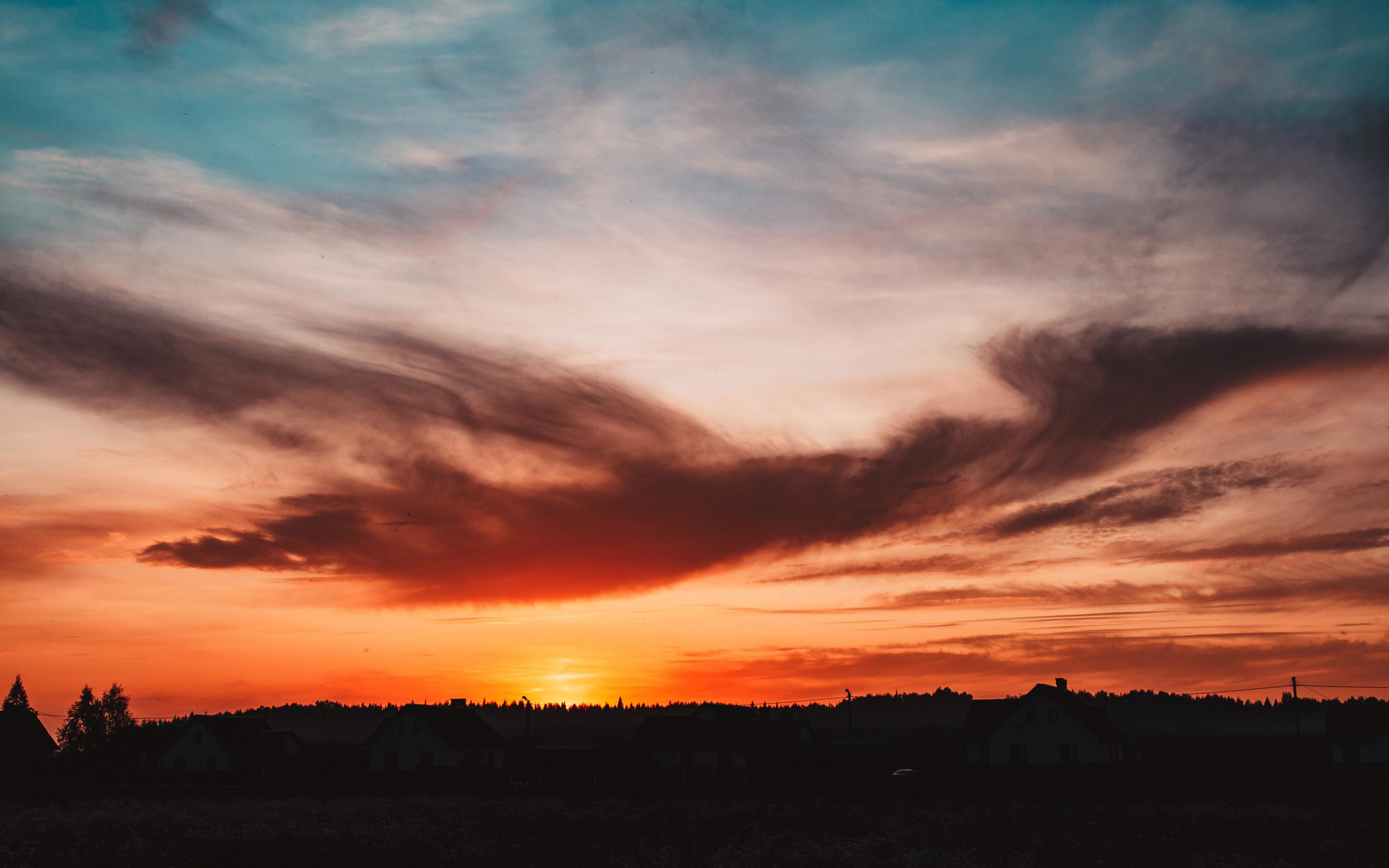 Clouds, nature, sky, sunset, afterglow, 2880x1800 wallpaper