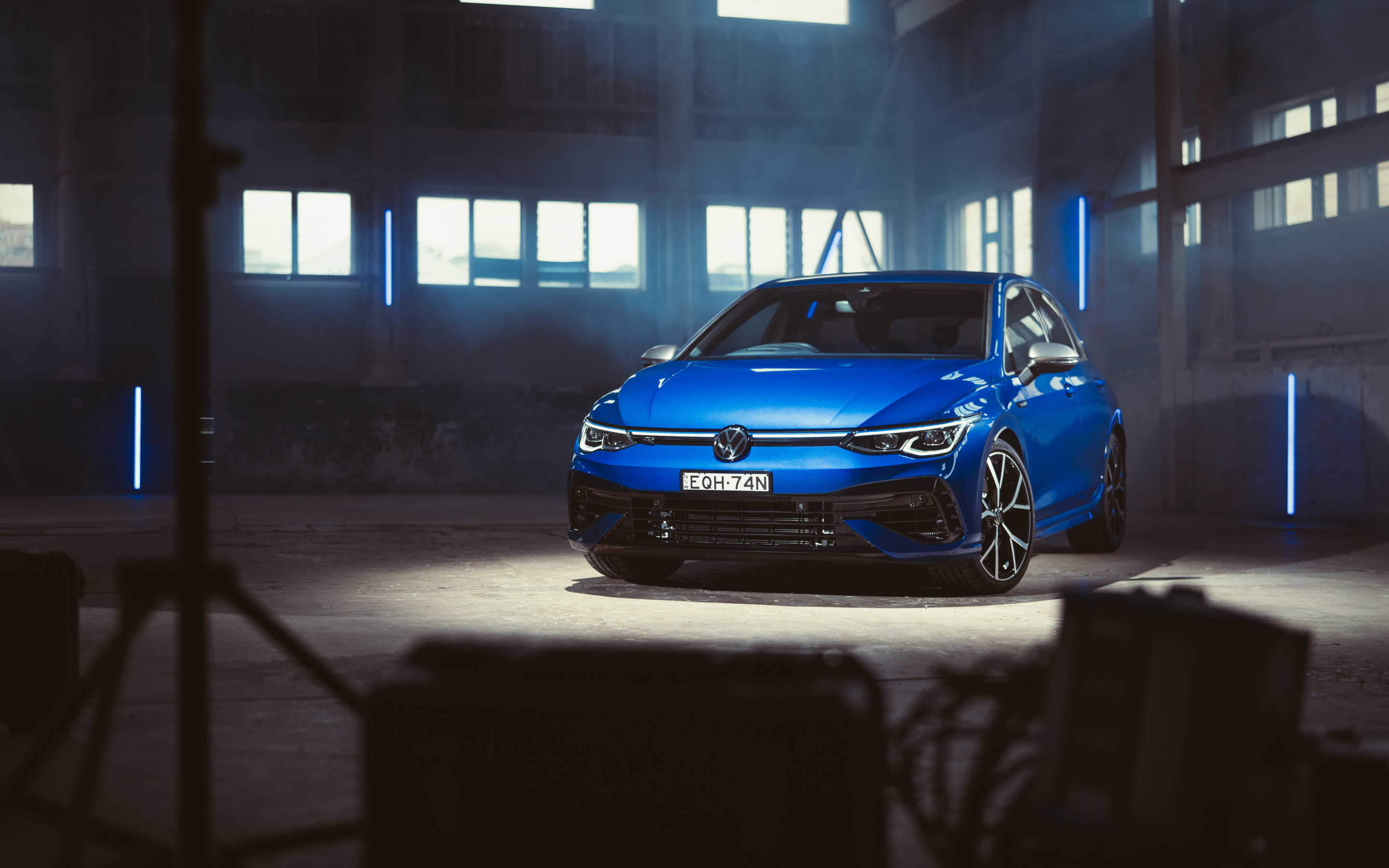Blue Volkswagen Golf R, 2022, 2880x1800 wallpaper