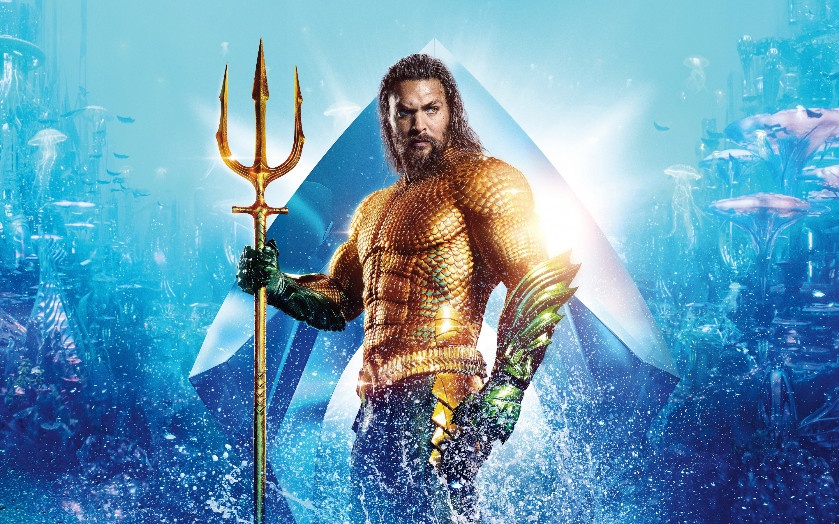 2018 movie, Aquaman, Jason Momoa, superhero, 2880x1800 wallpaper