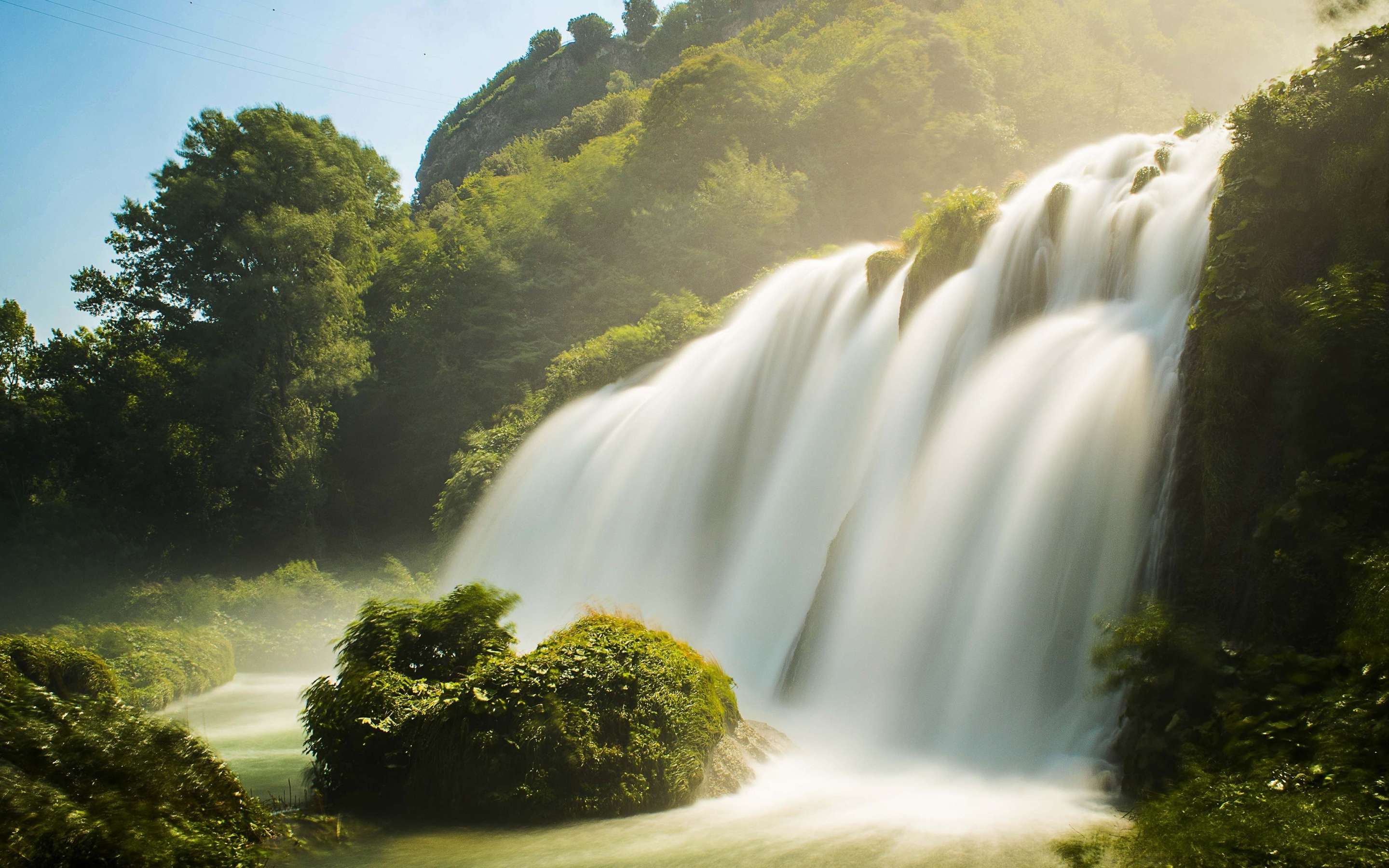 Waterfall, river, summer, nature, 2880x1800 wallpaper