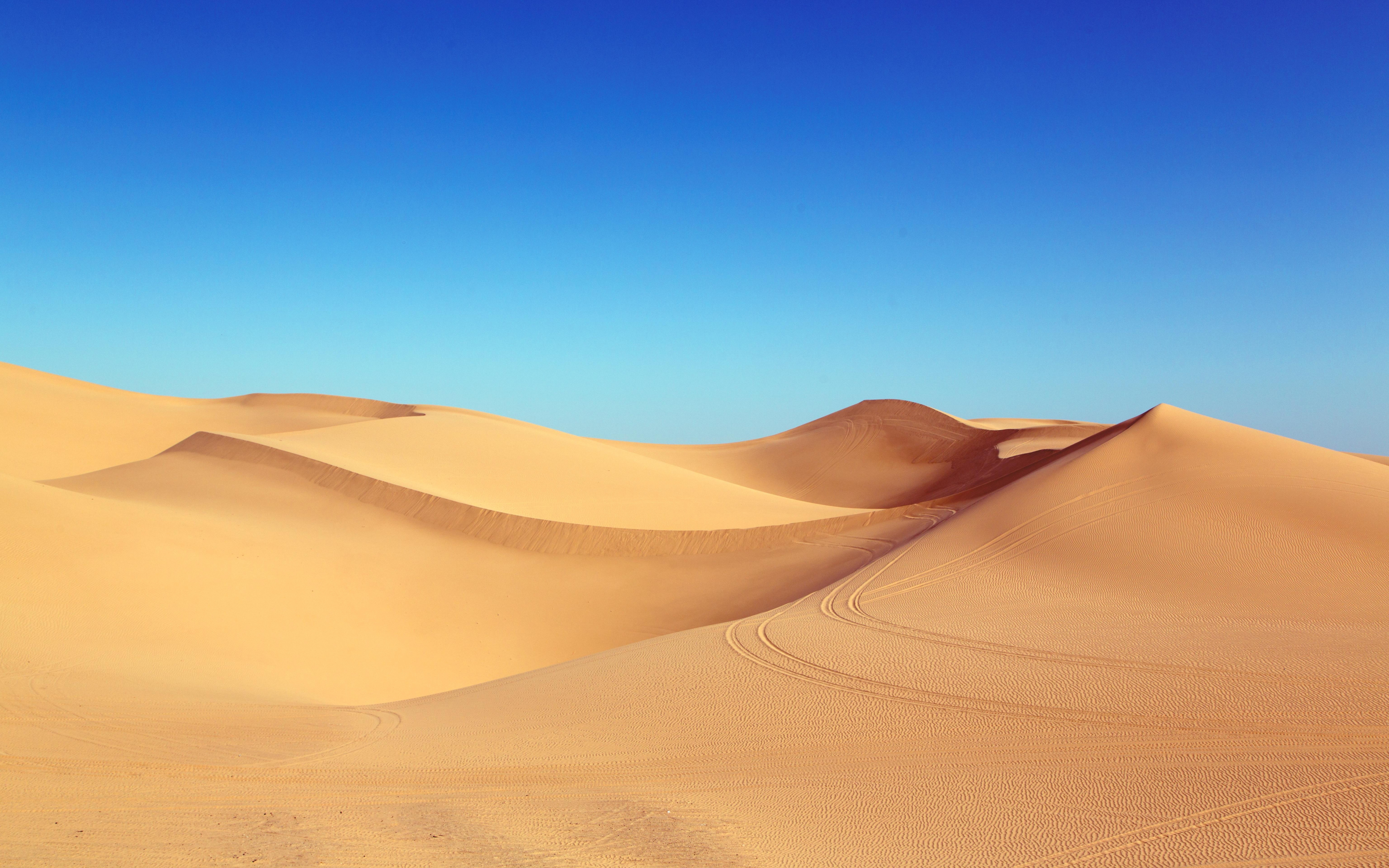 Sahara desert, sand, clean skyline, blue sky, dunes, 2880x1800 wallpaper