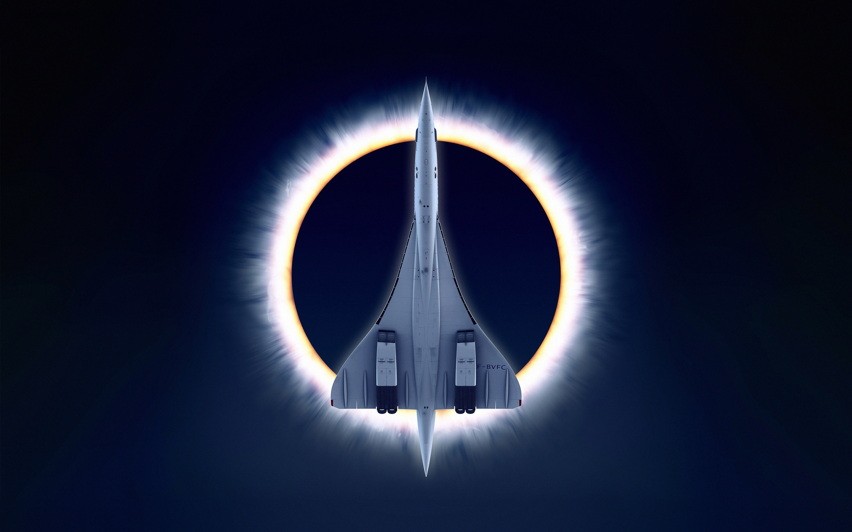 Concorde Carre, eclipse, airplane, moon, aircraft, 2880x1800 wallpaper