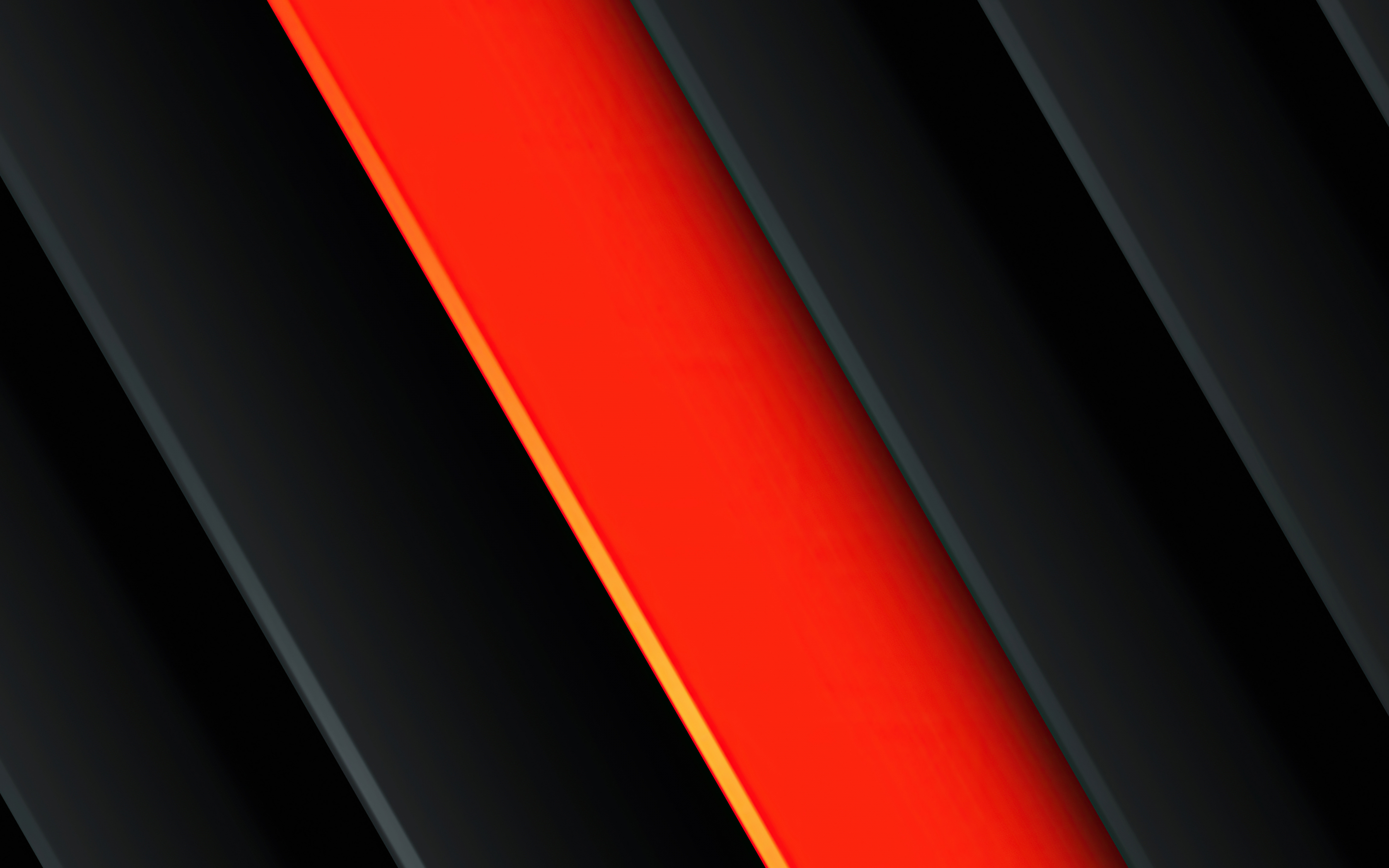 Orange-red & black stripes, abstract, 2880x1800 wallpaper