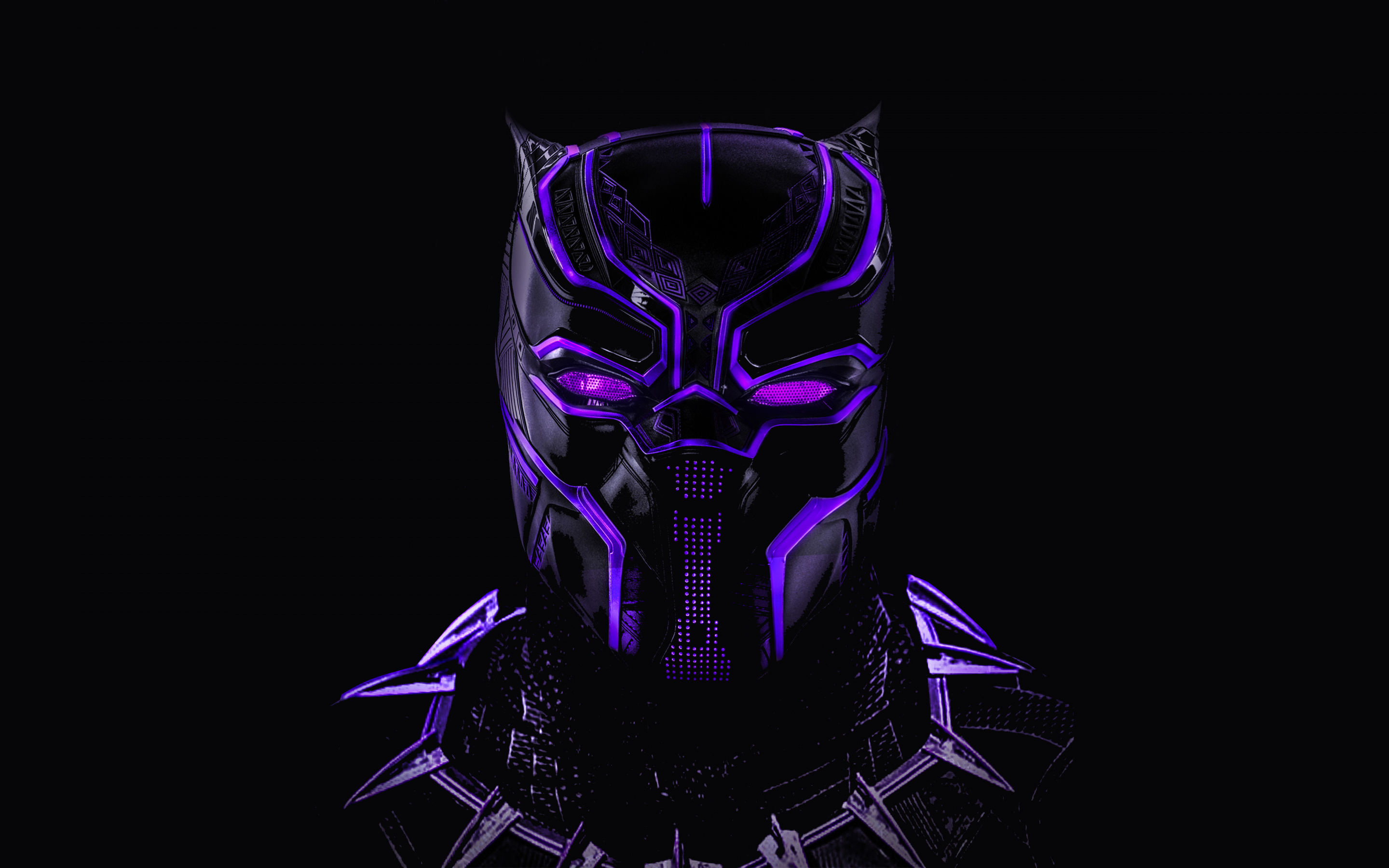 Black panther, superhero, dark, glowing mask, 2880x1800 wallpaper