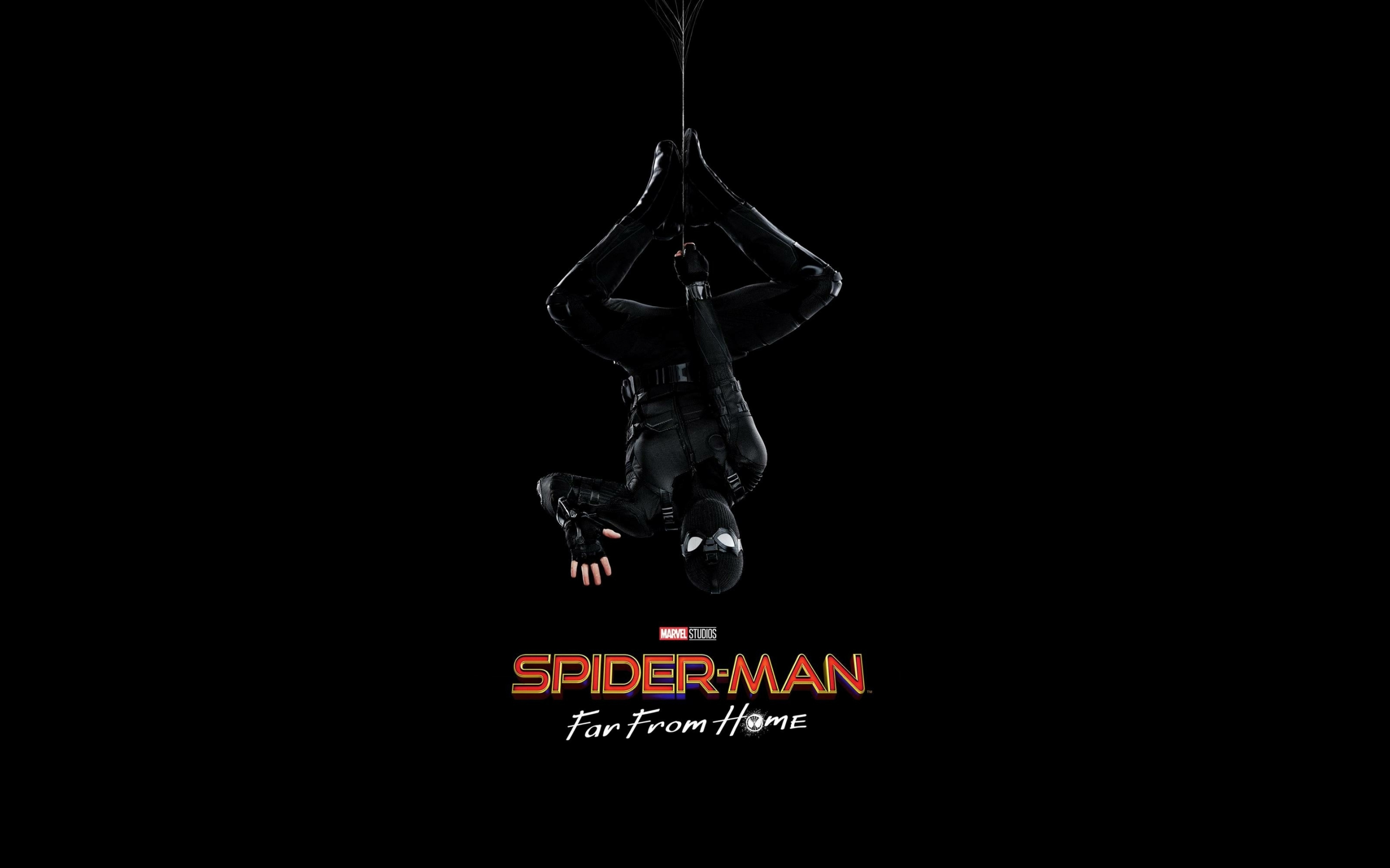 Spider-Man: Far From Home, 2019 movie, black stealth suit, 2880x1800 wallpaper