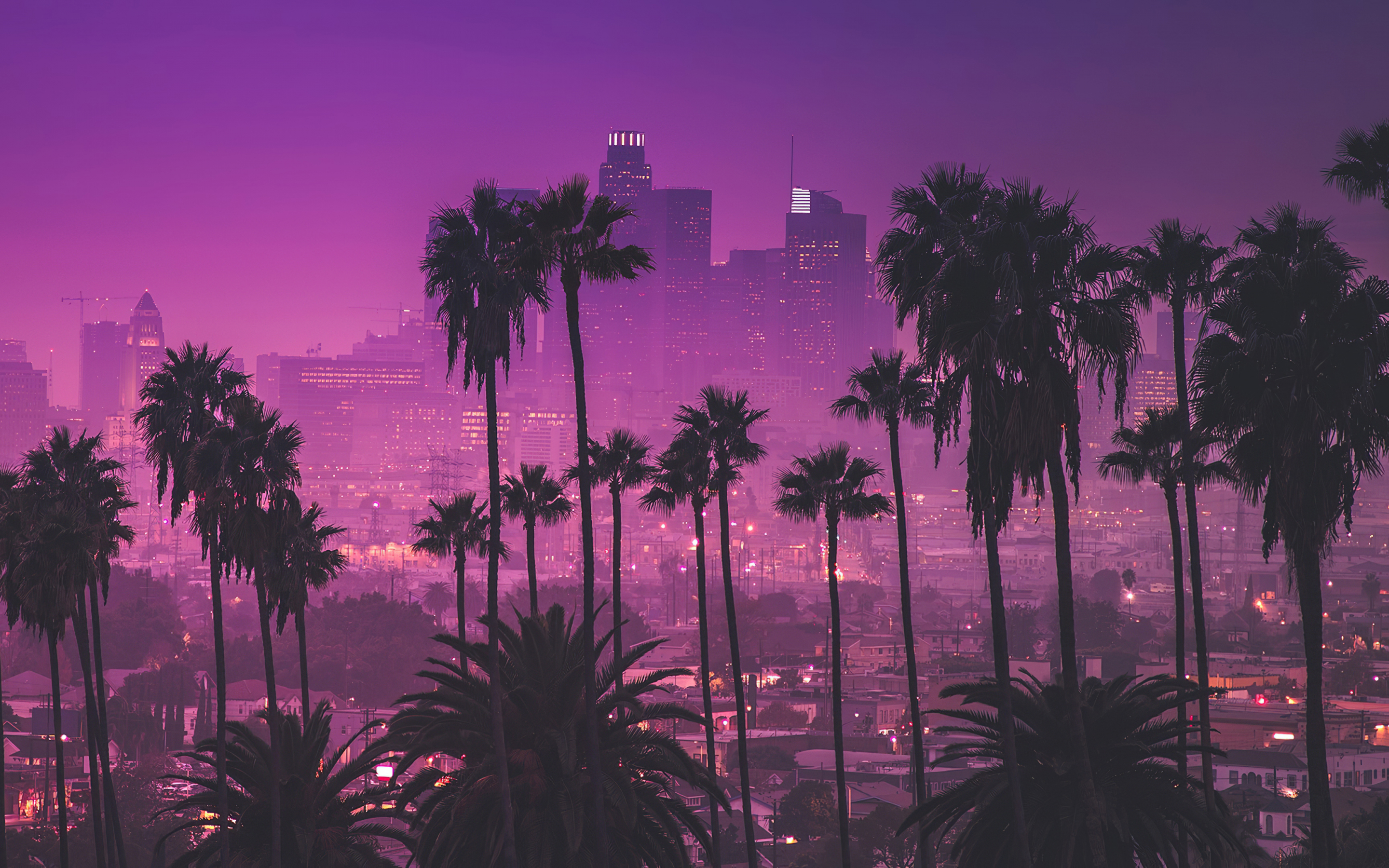 Los Angles, synthwave, cityscape, art, 2880x1800 wallpaper