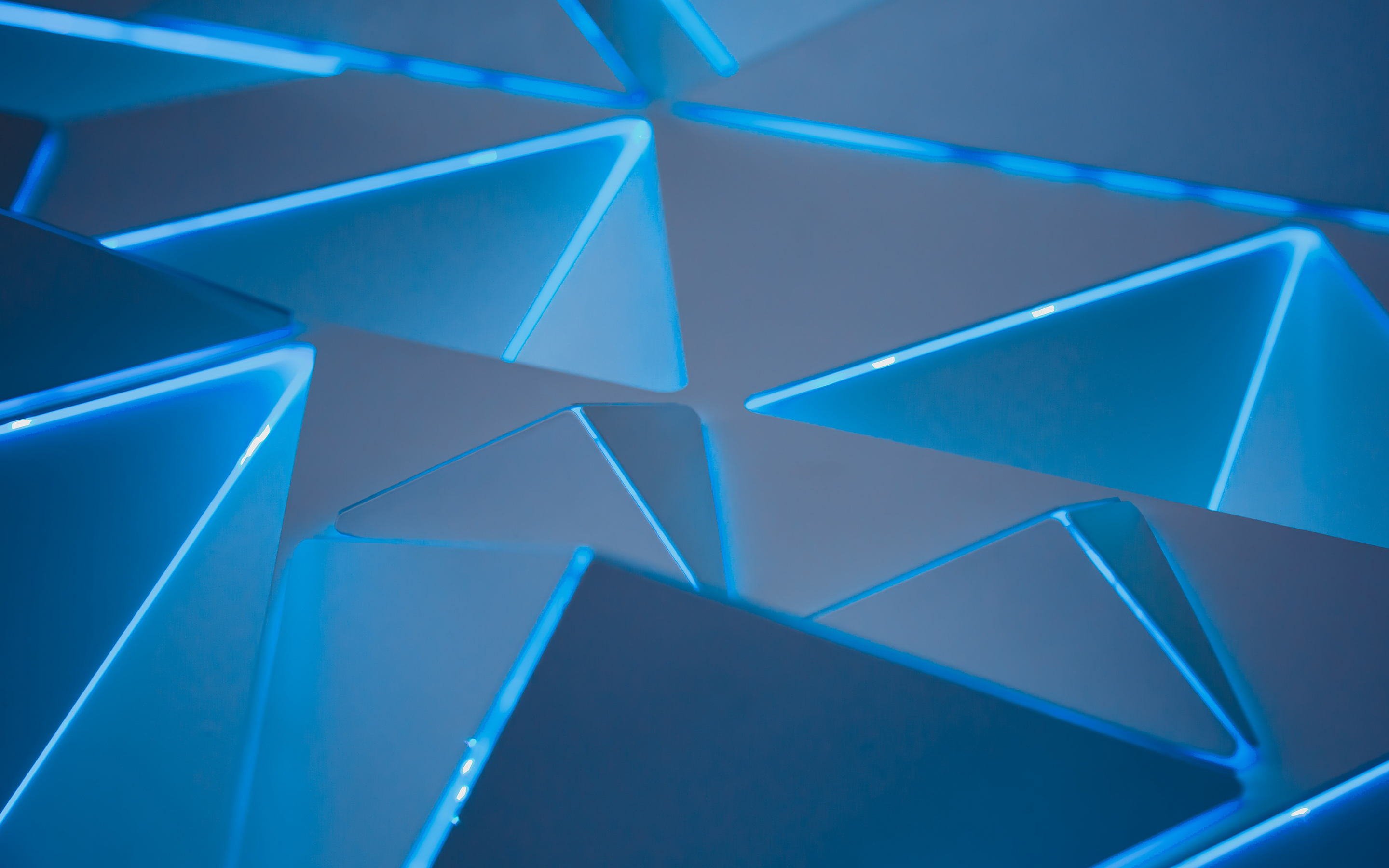 Blue, pyramids, triangles, abstract, 2880x1800 wallpaper
