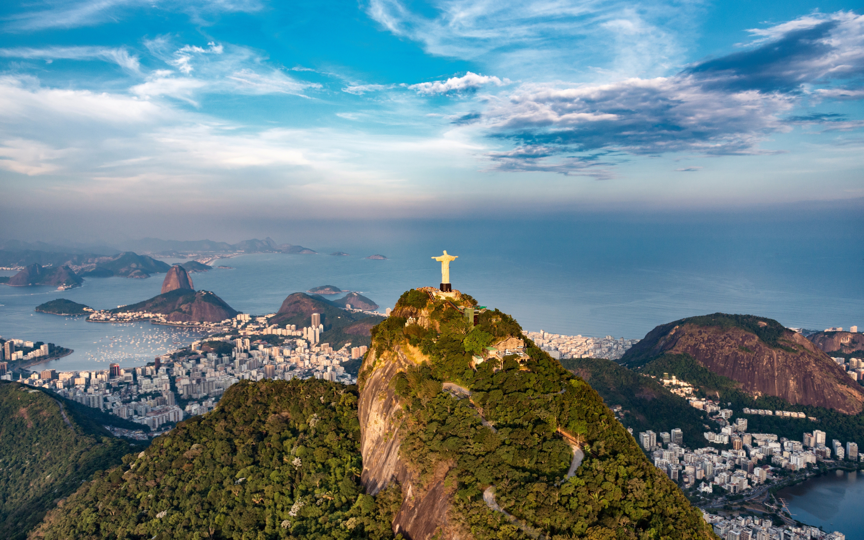 Cliffs of Rio de Janeiro, aerial view, city, 2880x1800 wallpaper