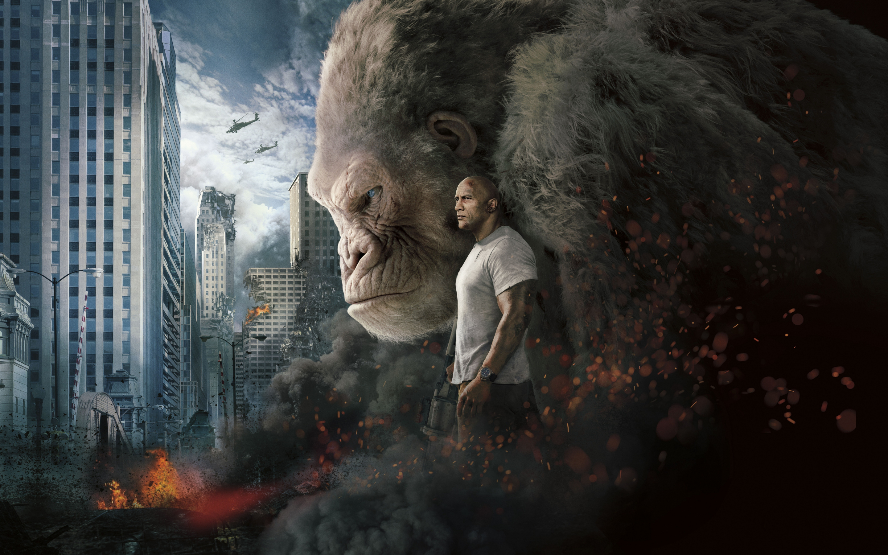 Rampage, 2018 movie, gorilla, poster, 2880x1800 wallpaper