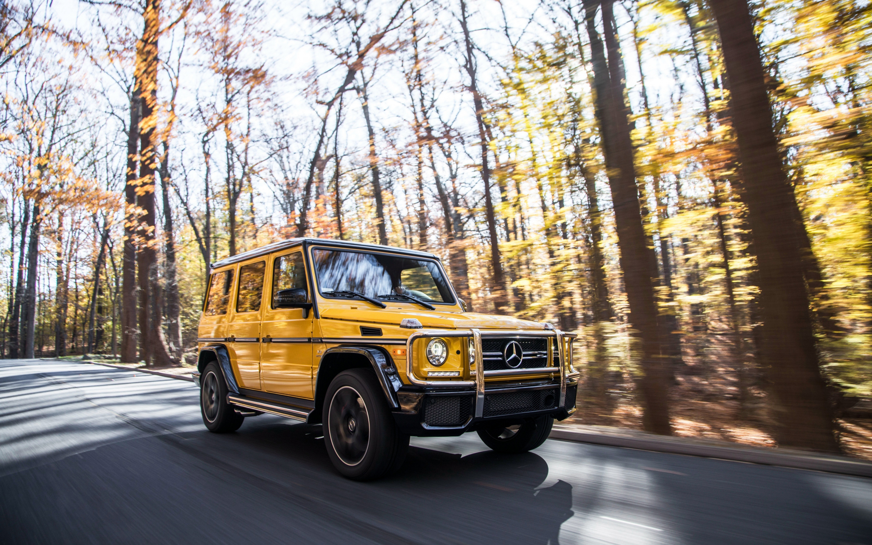 Mercedes-AMG G 63, on road, yellow, 2880x1800 wallpaper