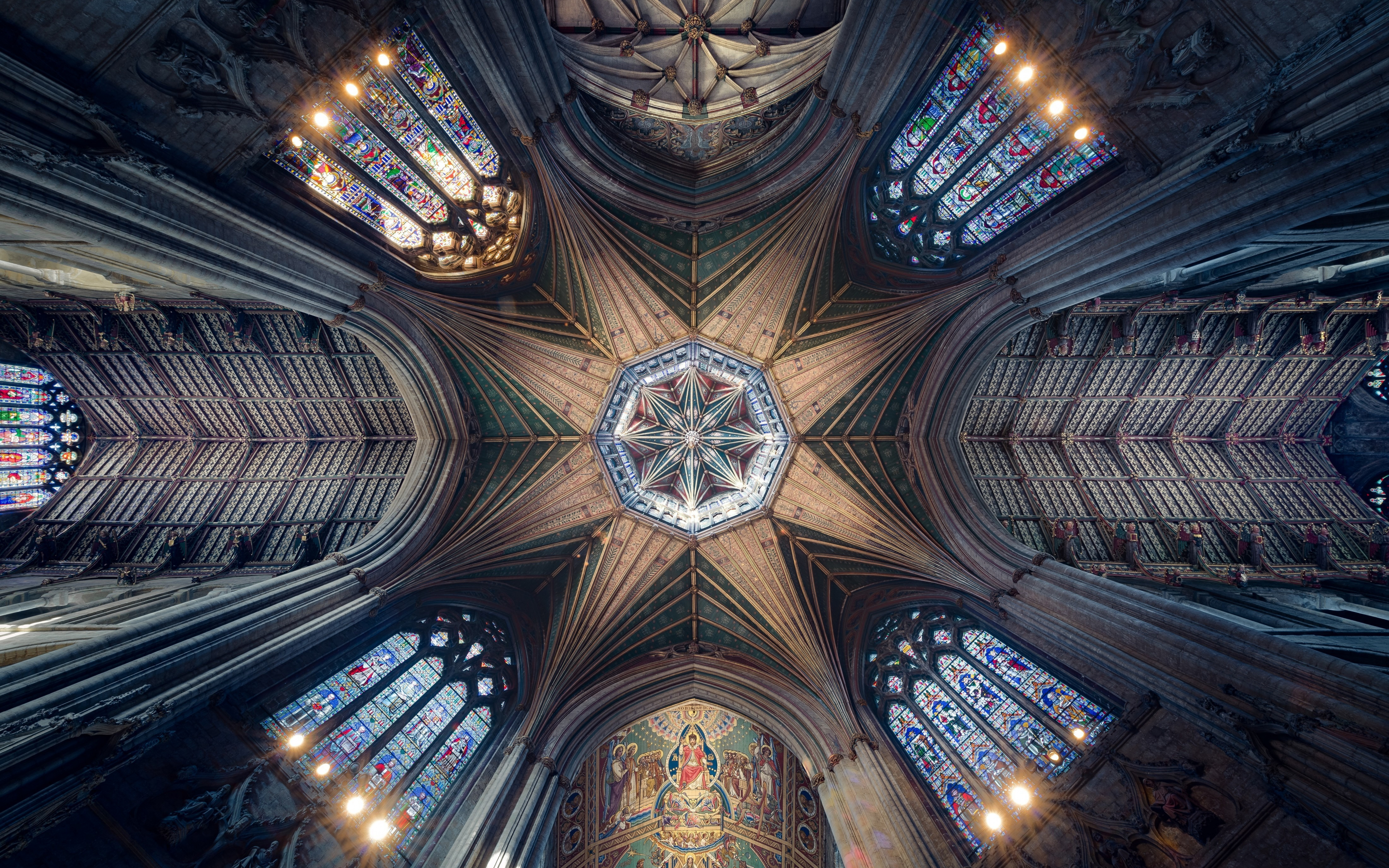 Ceiling, cathedral, symmetrical interior, architecture, 2880x1800 wallpaper