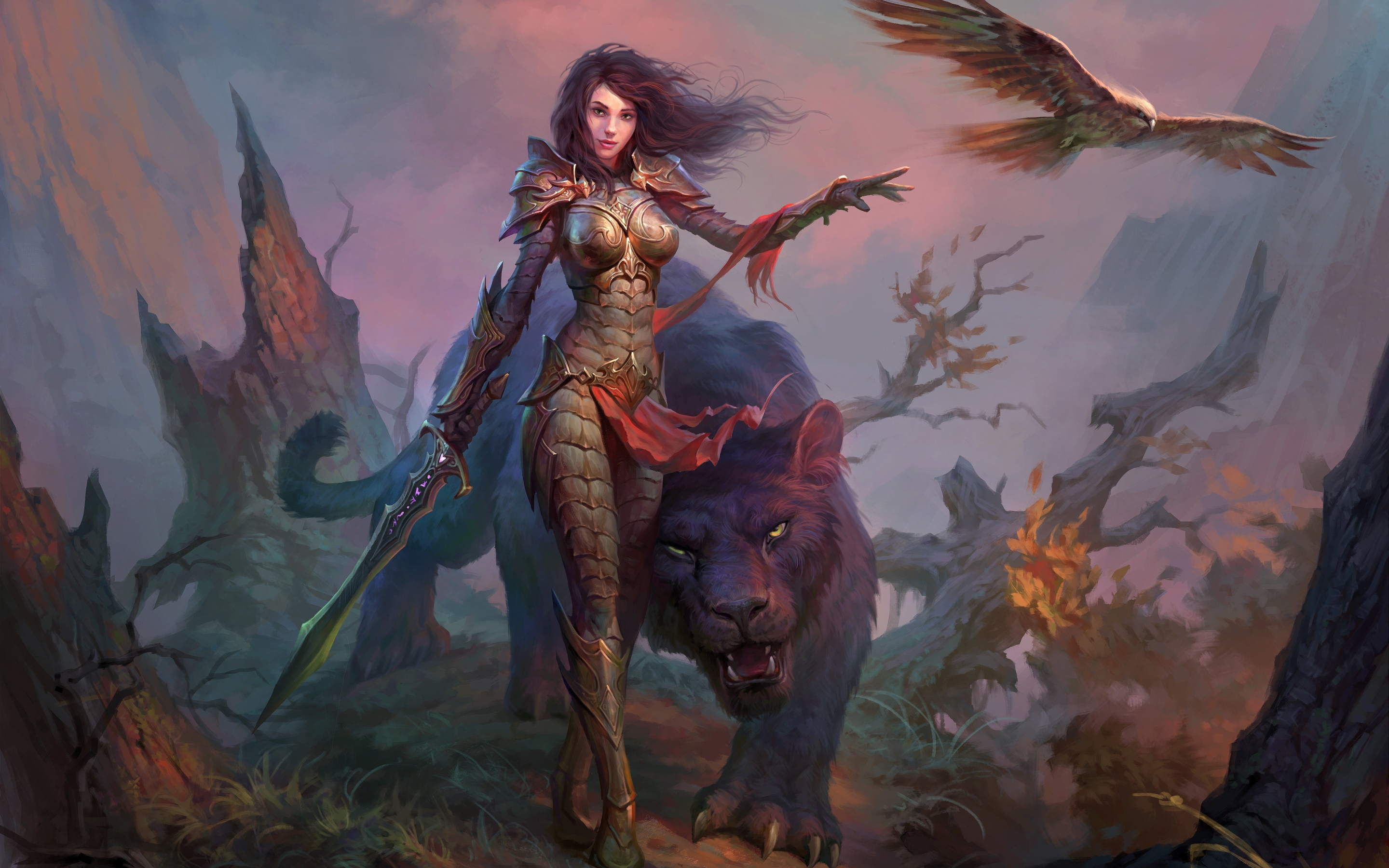 Dragon Eternity, video game, woman, black panther, 2880x1800 wallpaper